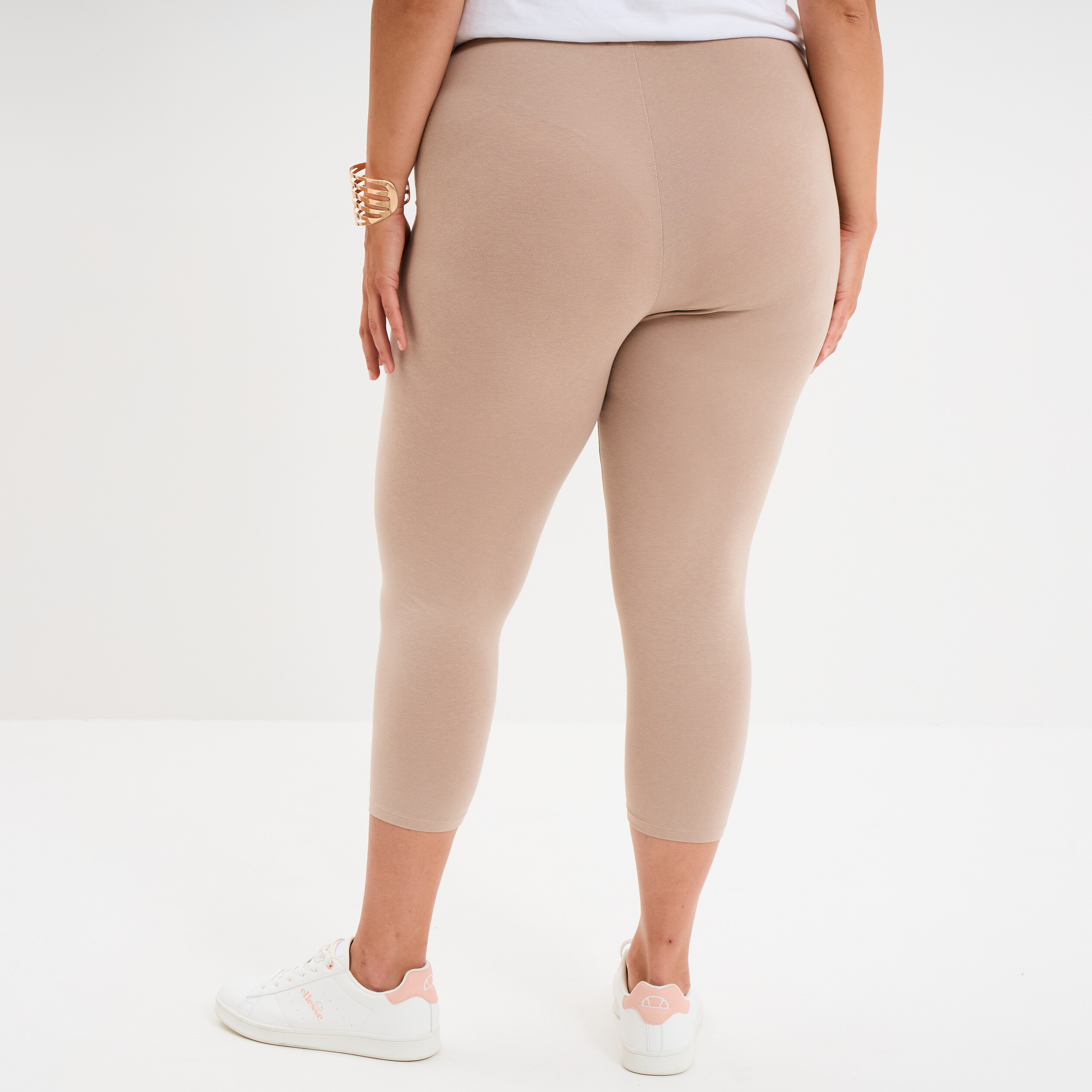Legging corsaire taille &eacute;lastiqu&eacute;e sable femme grande taille