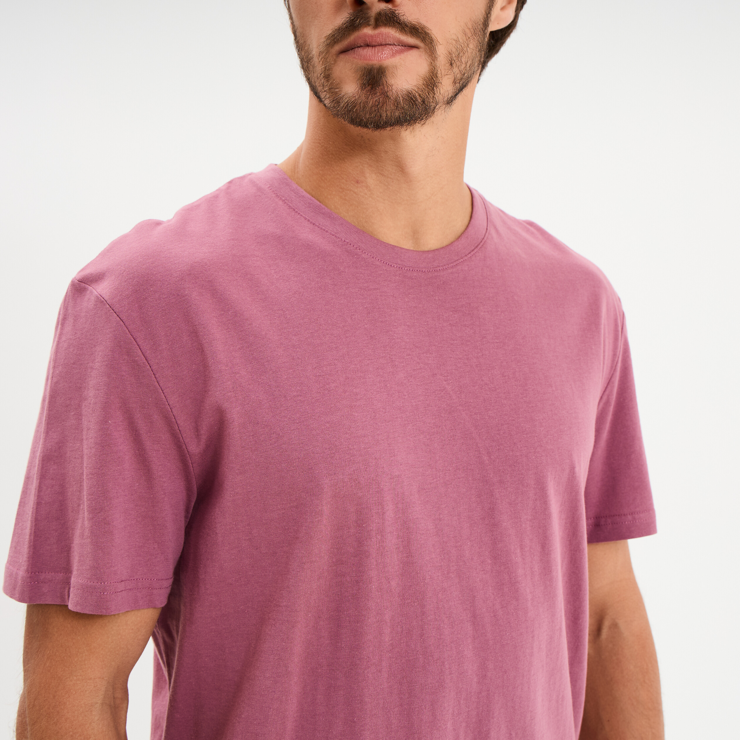 T-shirt droit en coton manches courtes mauve homme