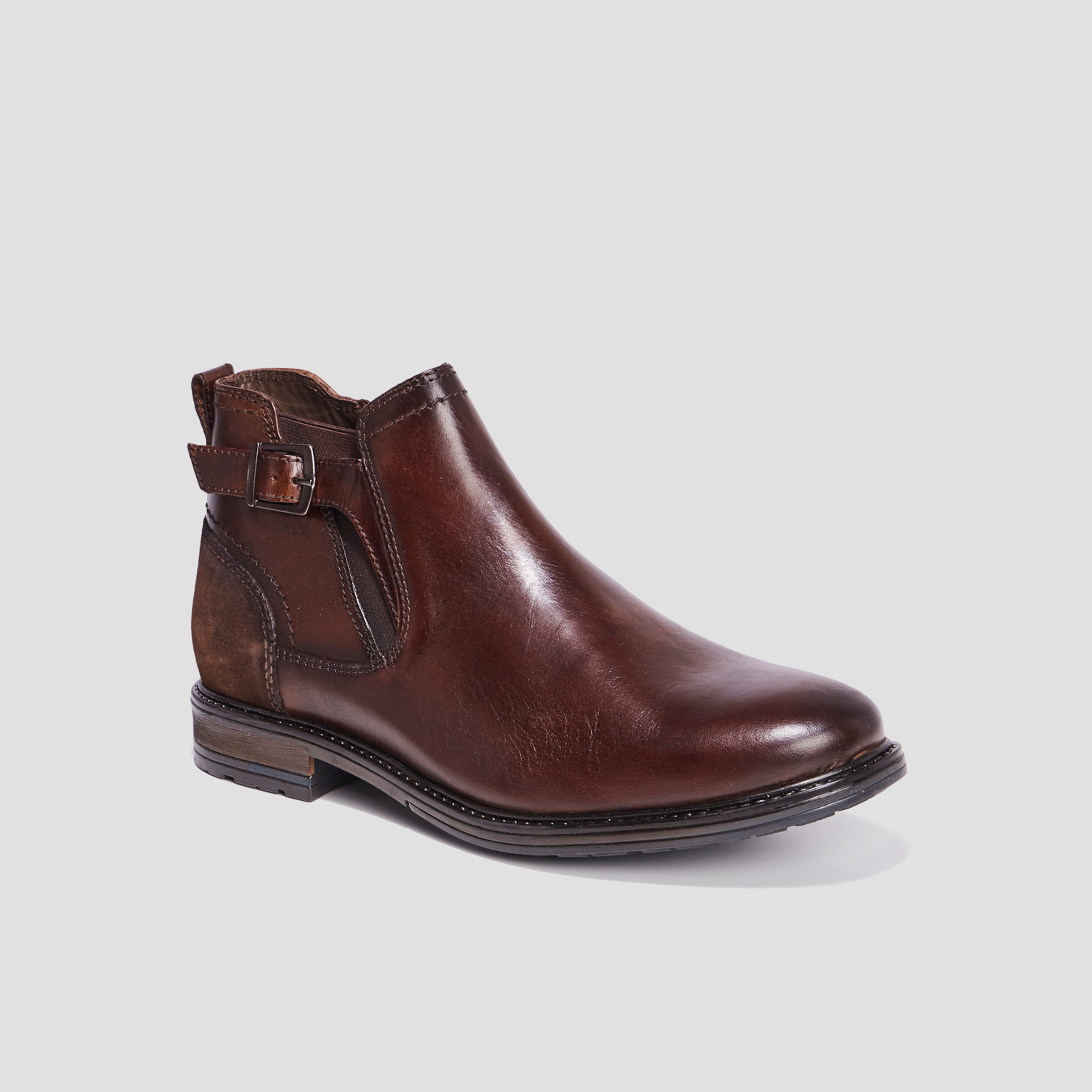 Bottines chelsea en cuir zipp&eacute;es marron homme