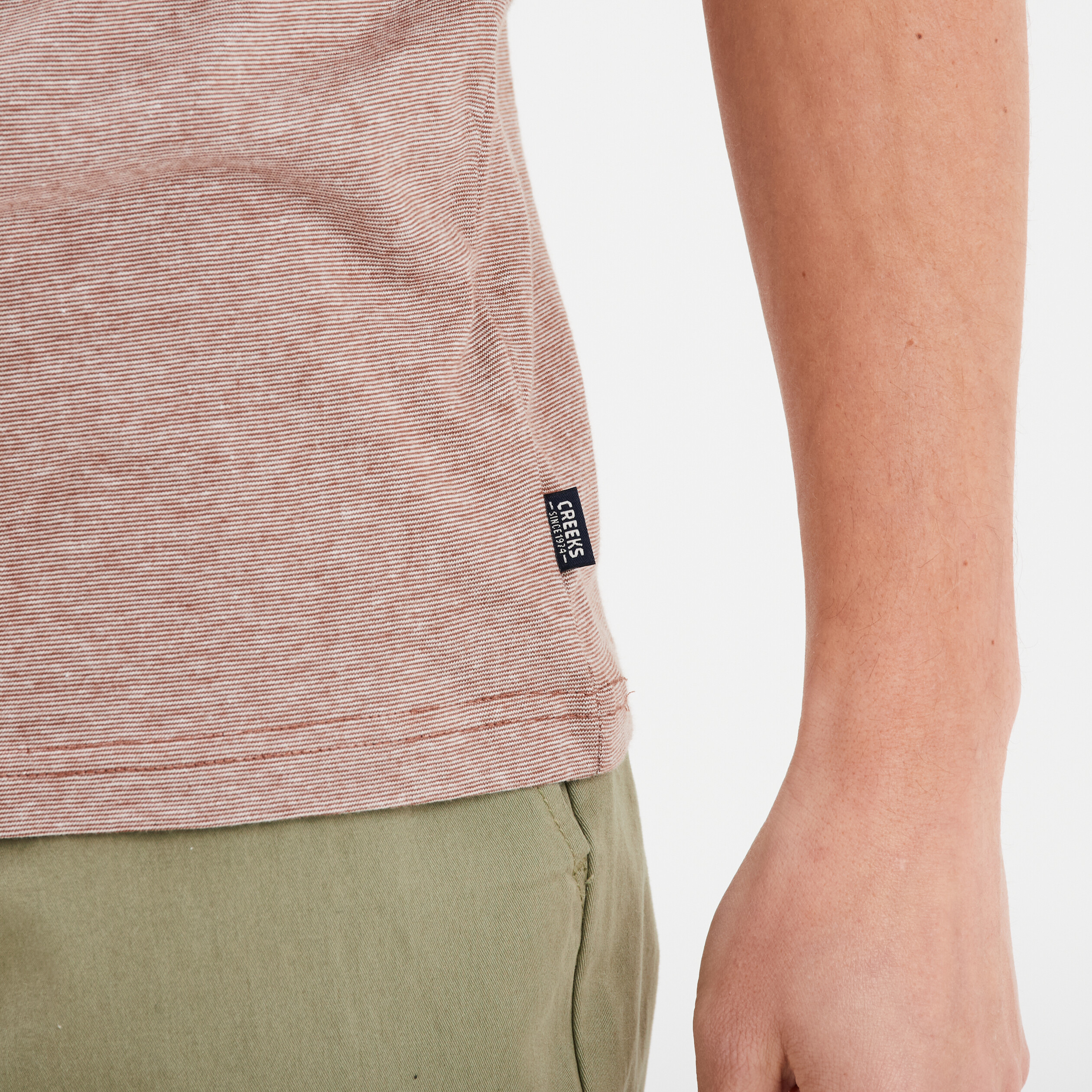 t shirt col rond manches courtes creeks marron homme T-shirt col rond manches courtes Creeks marron homme