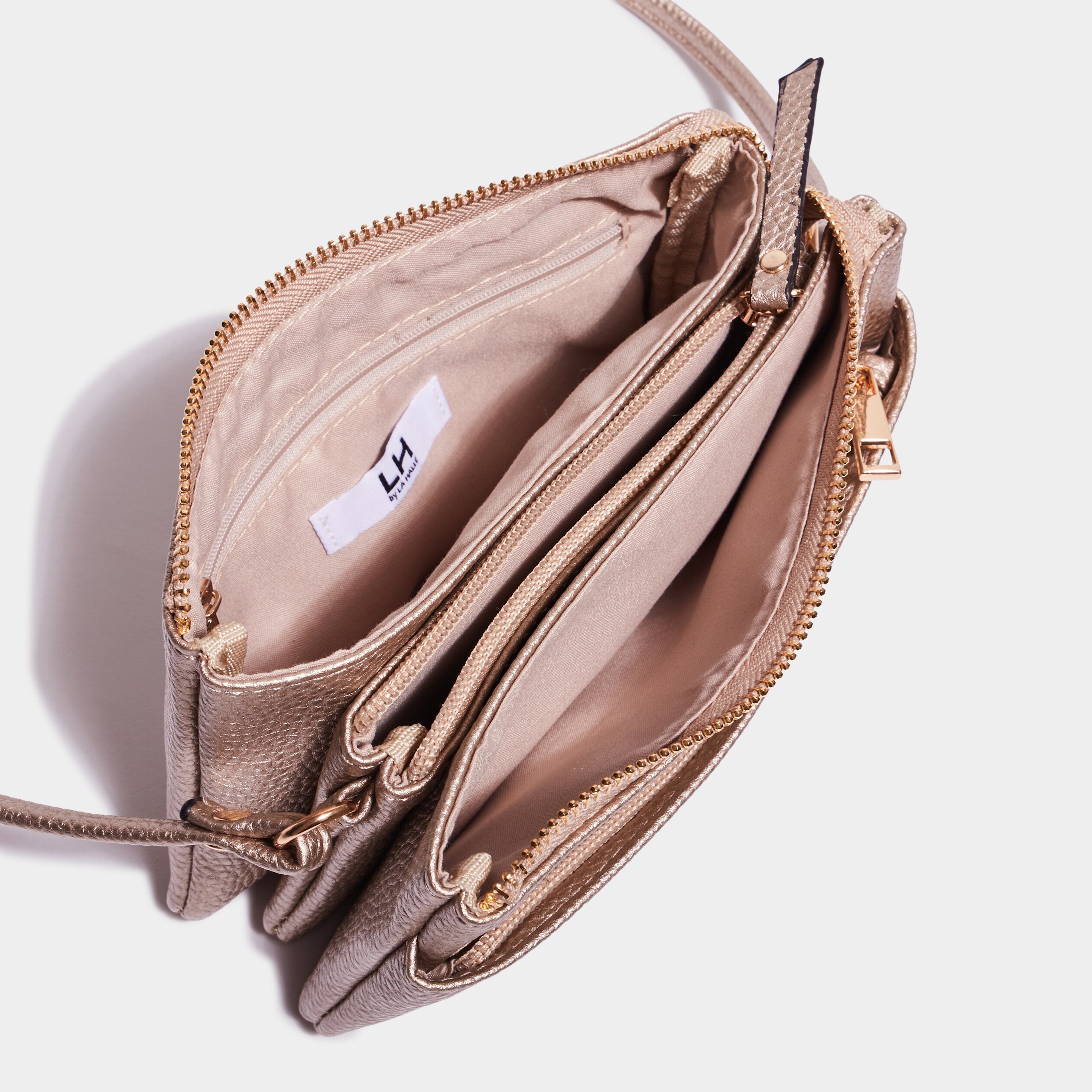 sac en bandouliere zippe couleur or femme Sac en bandoulière zippé couleur or femme