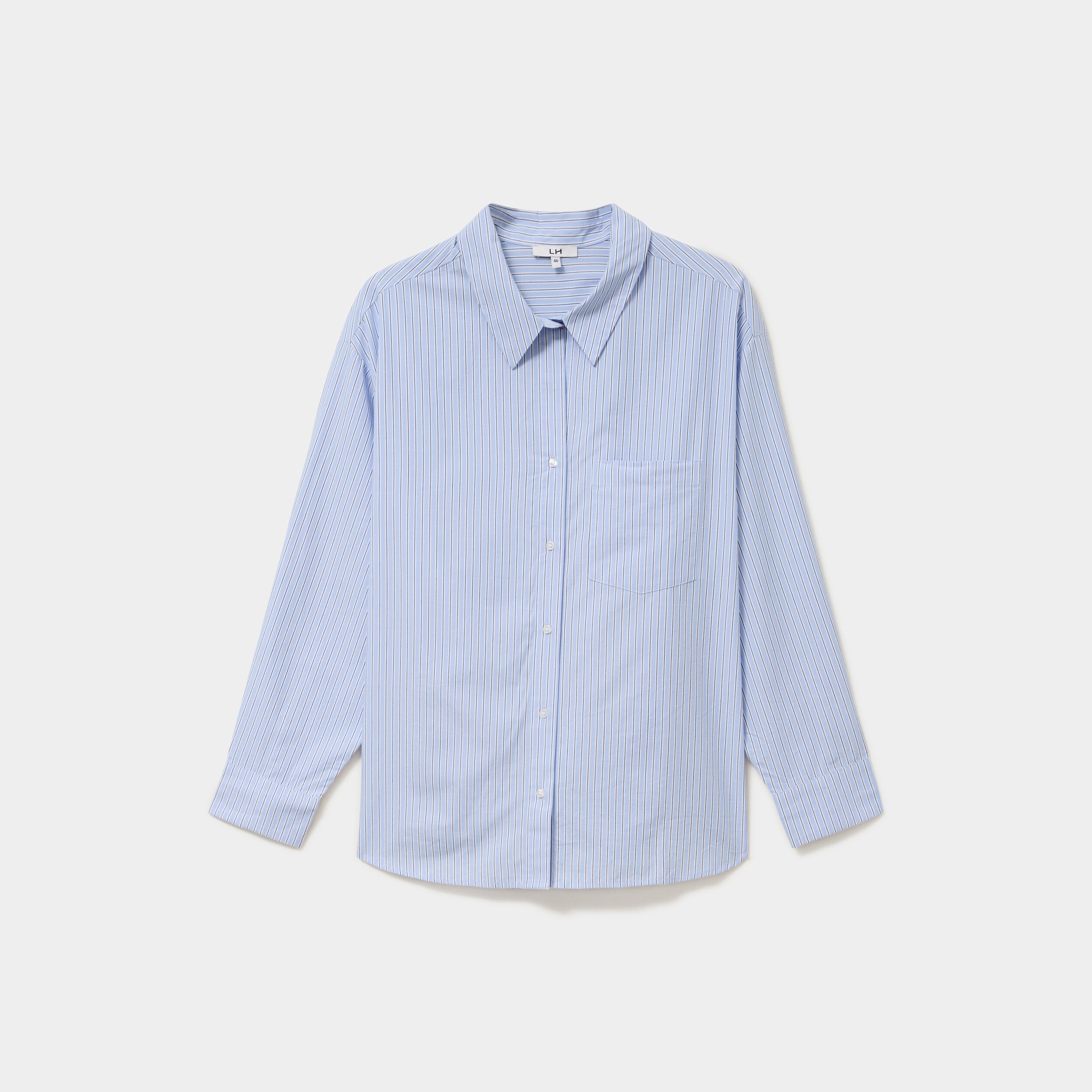 Chemise oversize manches longues coton bleu ciel femme grande taille