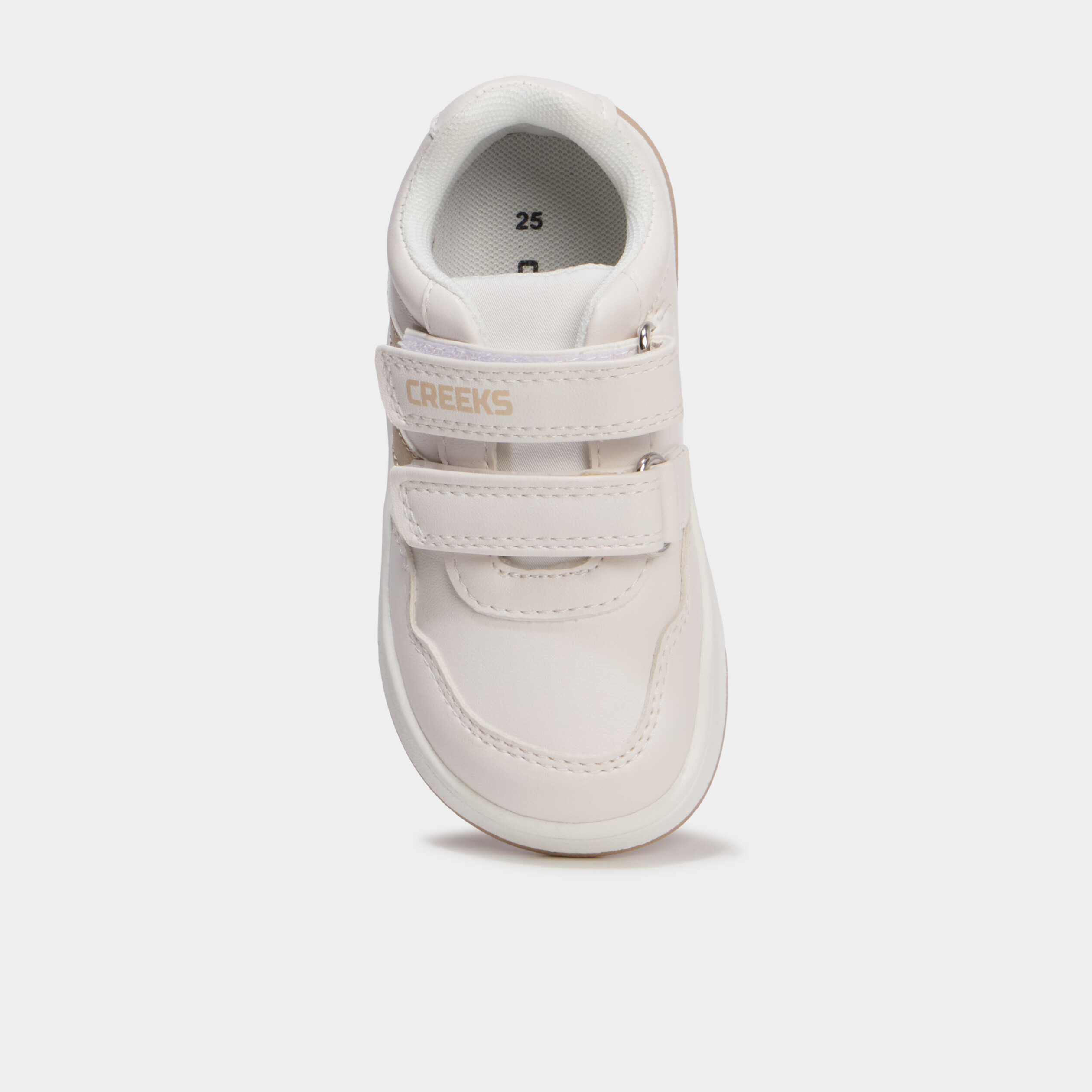Tennis basses barefoot &agrave; scratchs creme fille
