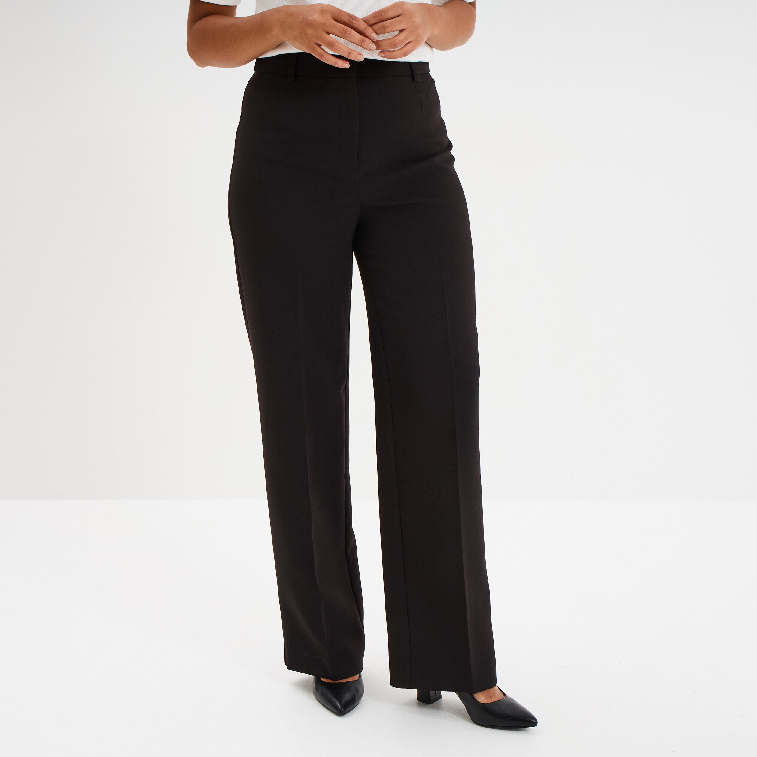 pantalon droit avec pinces noir femme Pantalon droit avec pinces noir femme