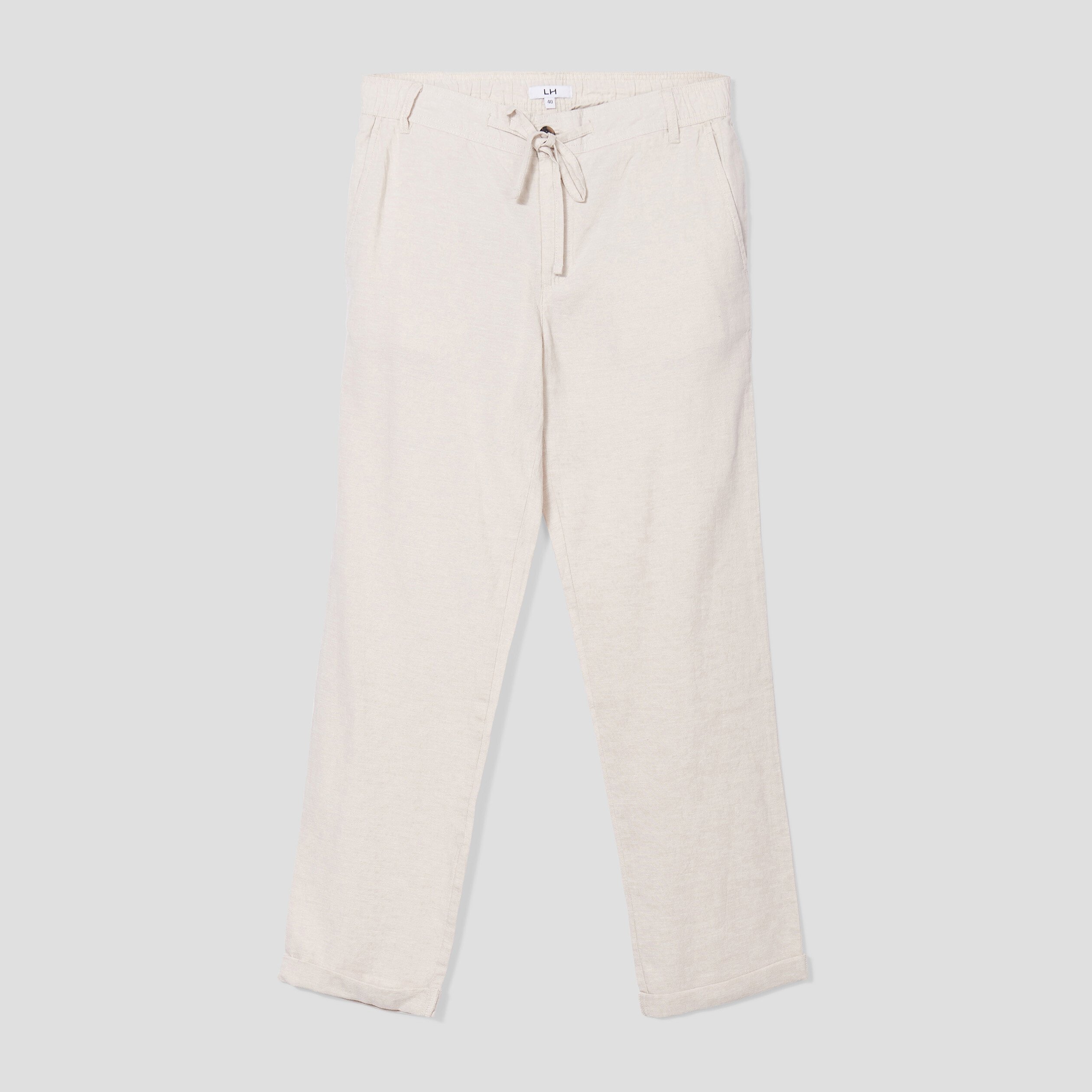 pantalon chino droit lin melange gris clair homme Pantalon chino droit lin mélangé gris clair homme