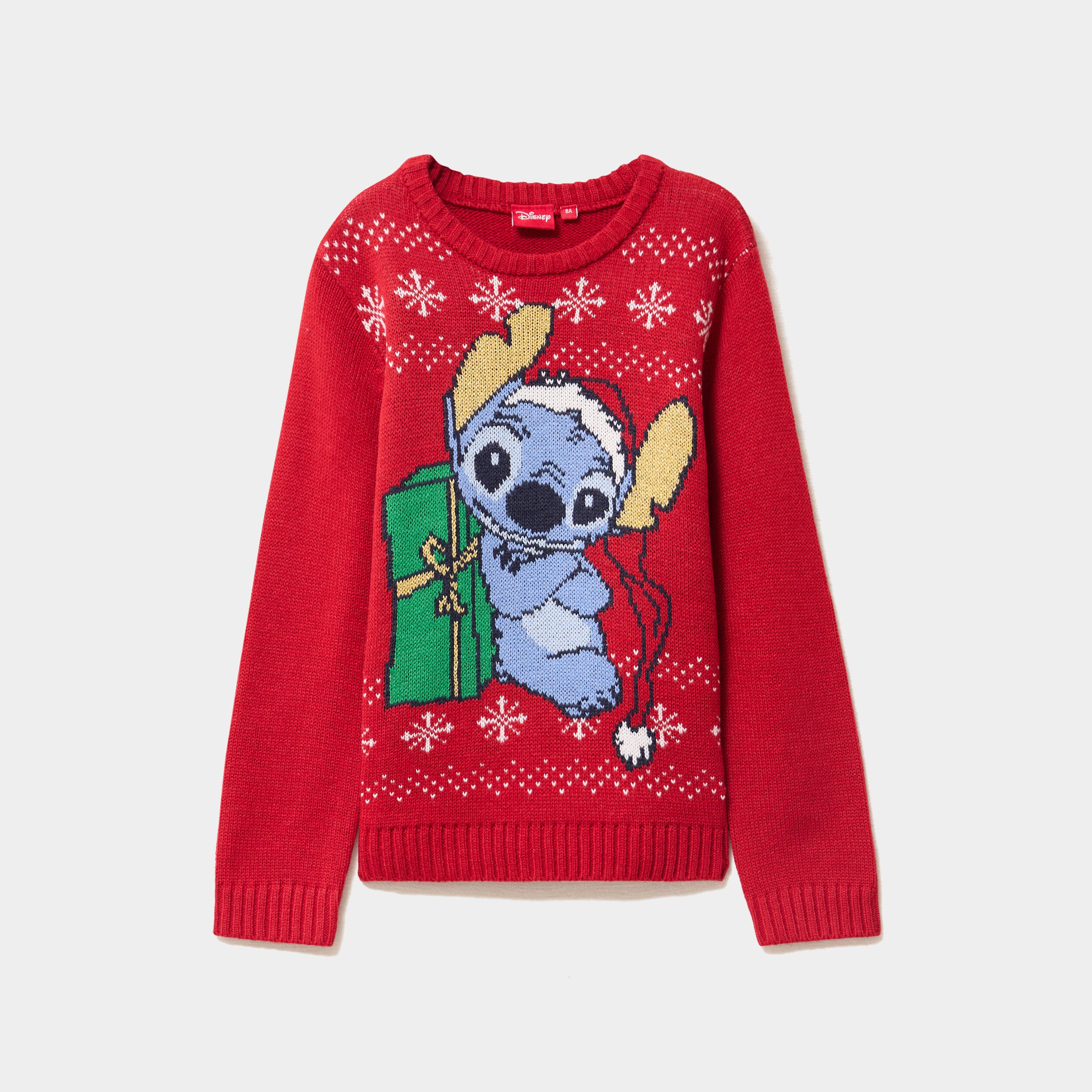Pull de No&euml;l manches longues Stitch rouge fille