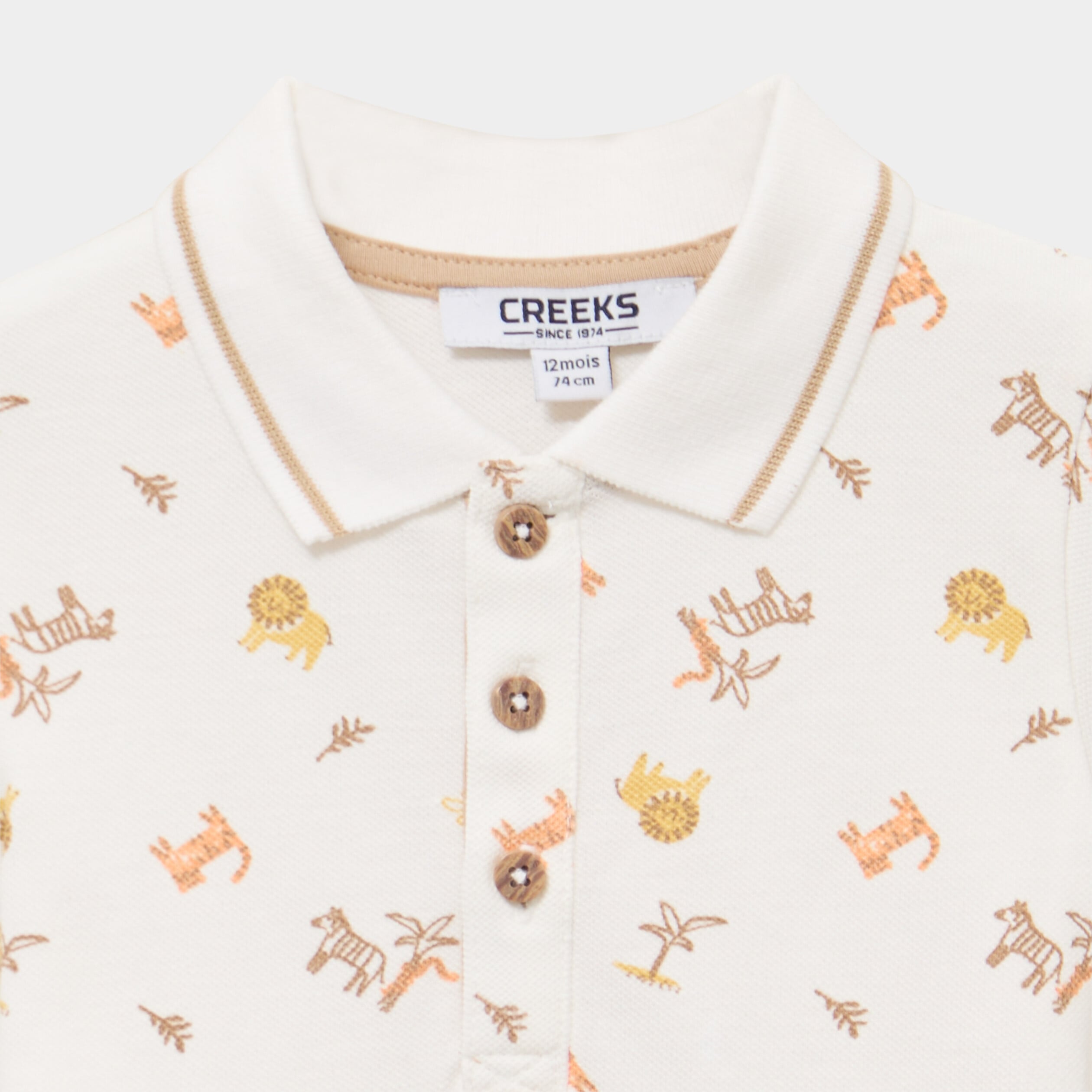 Polo manches courtes coton ecru b&eacute;b&eacute; gar&ccedil;on