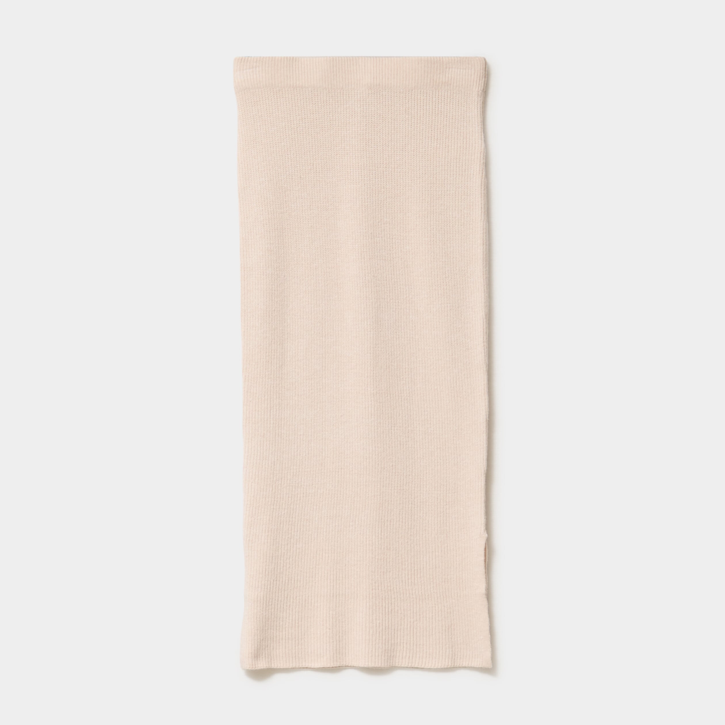 Jupe longue tricot ajust&eacute;e beige femme
