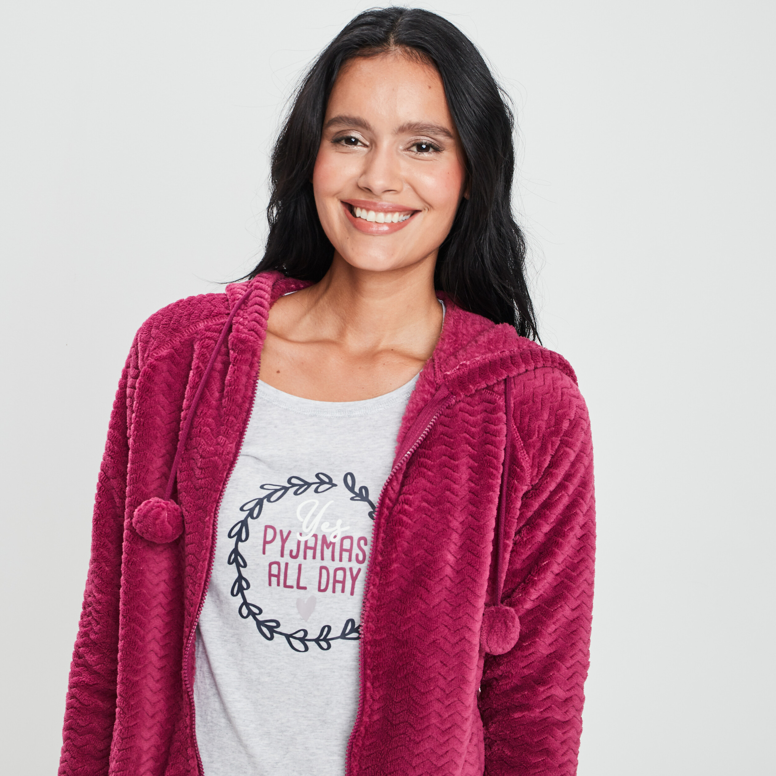 Ensemble pyjama 3 pièces gris clair femme