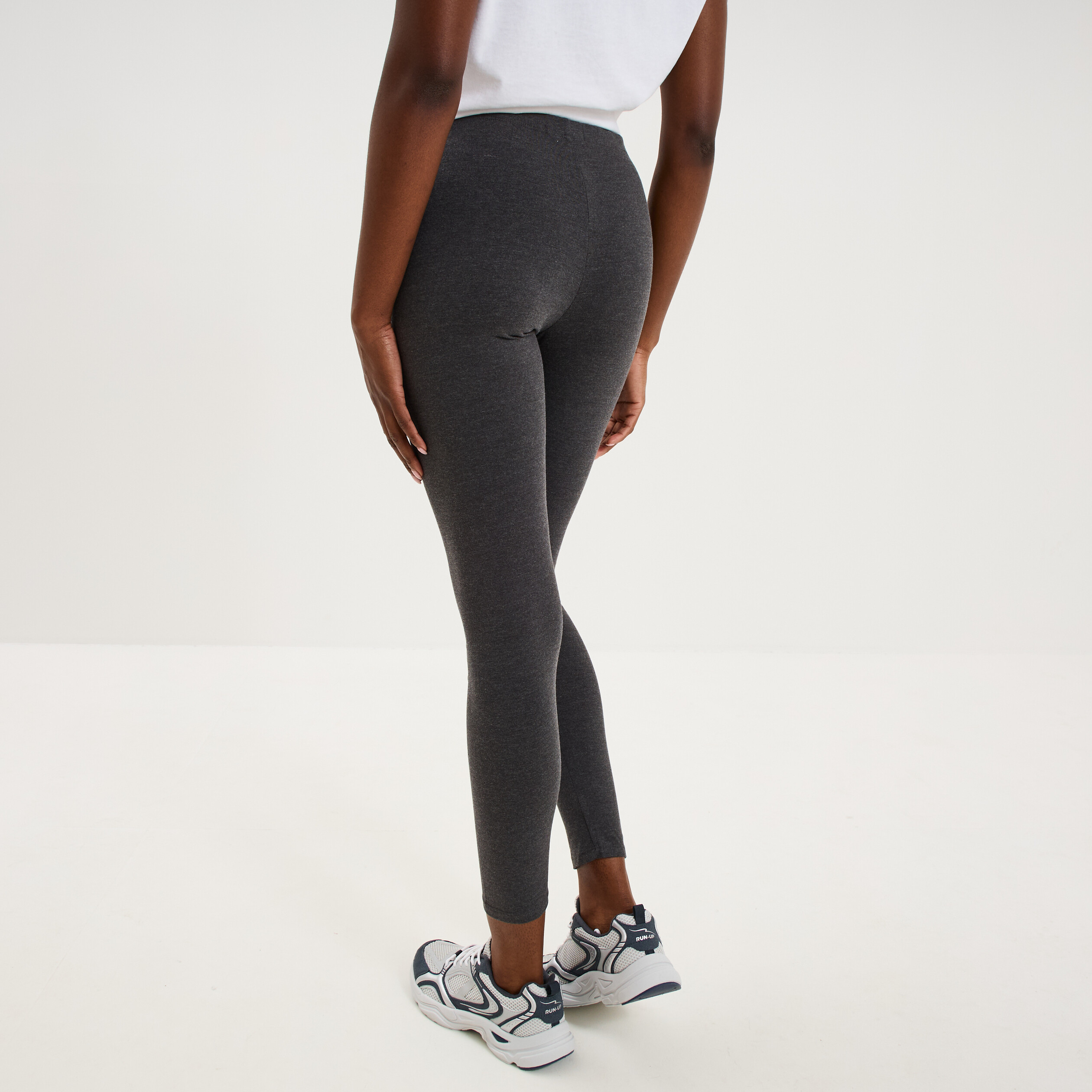 Legging taille haute gris fonc&eacute; femme