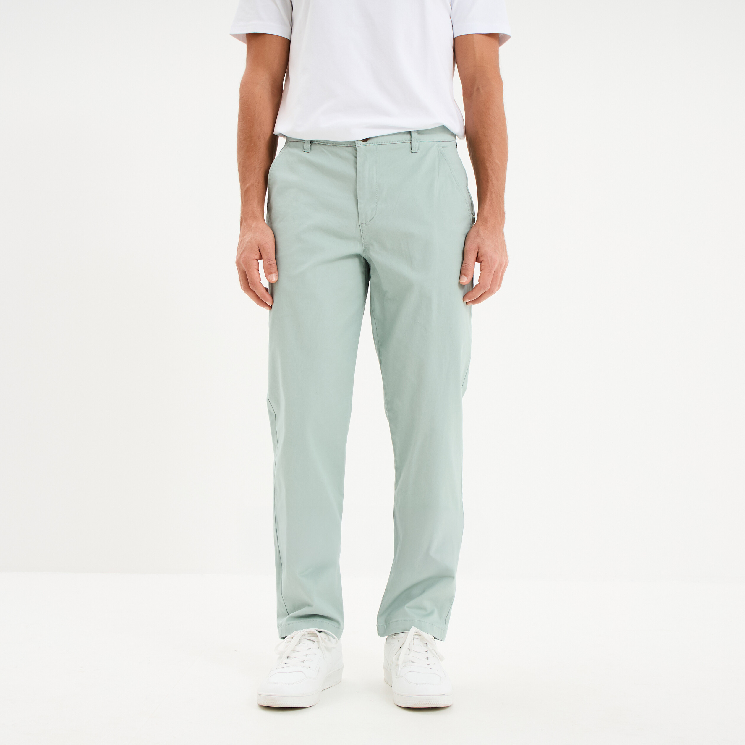 Pantalon chino droit stretch vert pastel homme