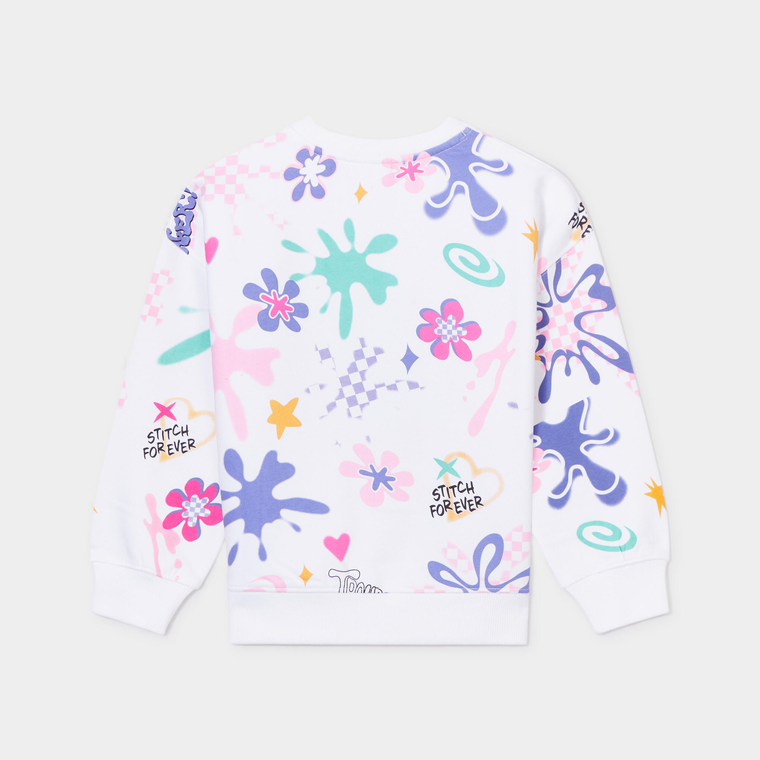 sweat col rond manches longues stitch blanc fille Sweat col rond manches longues Stitch blanc fille