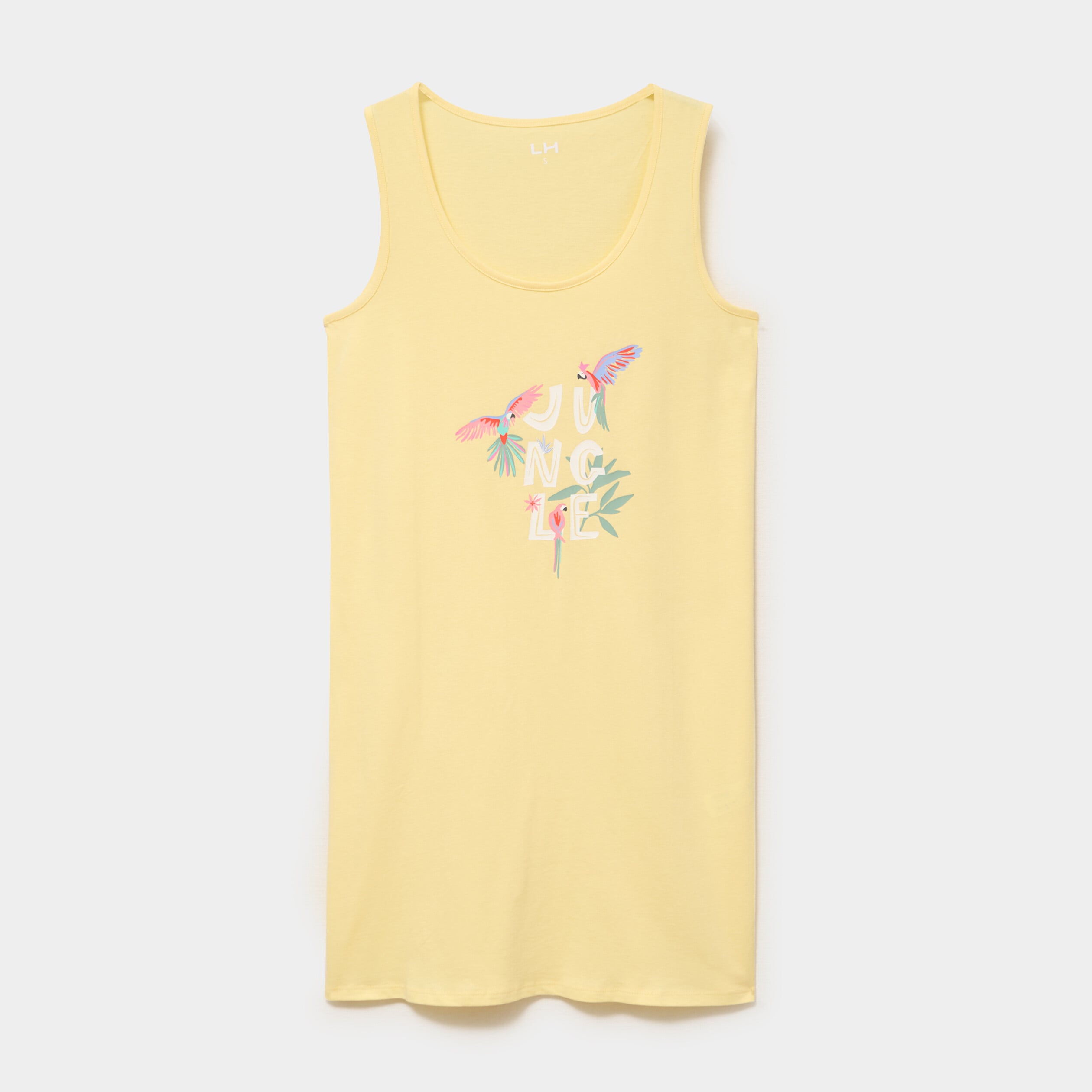 Chemise de nuit sans manches coton jaune clair femme