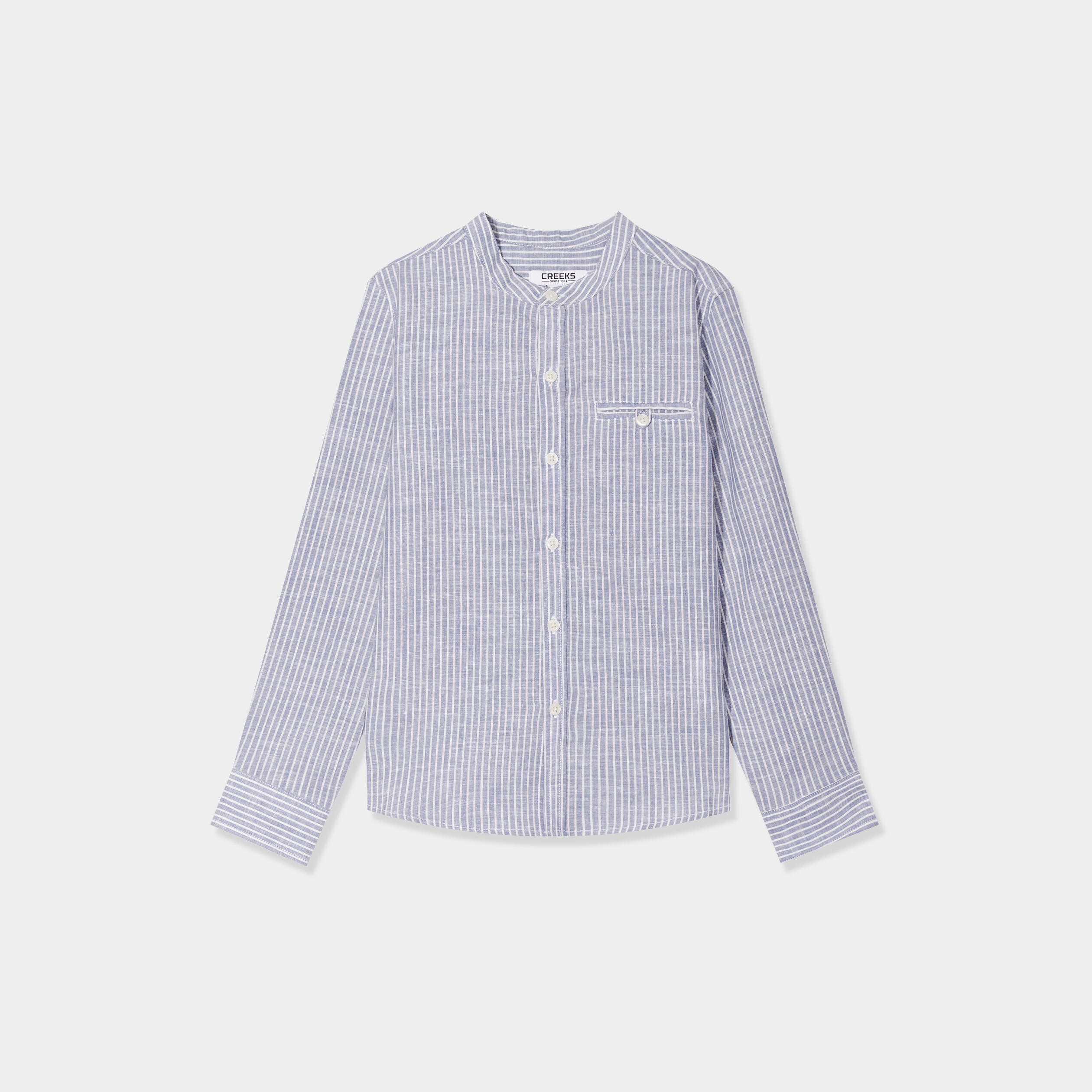 chemise col mao manches longues creeks gris clair garcon Chemise col mao manches longues Creeks gris clair garçon