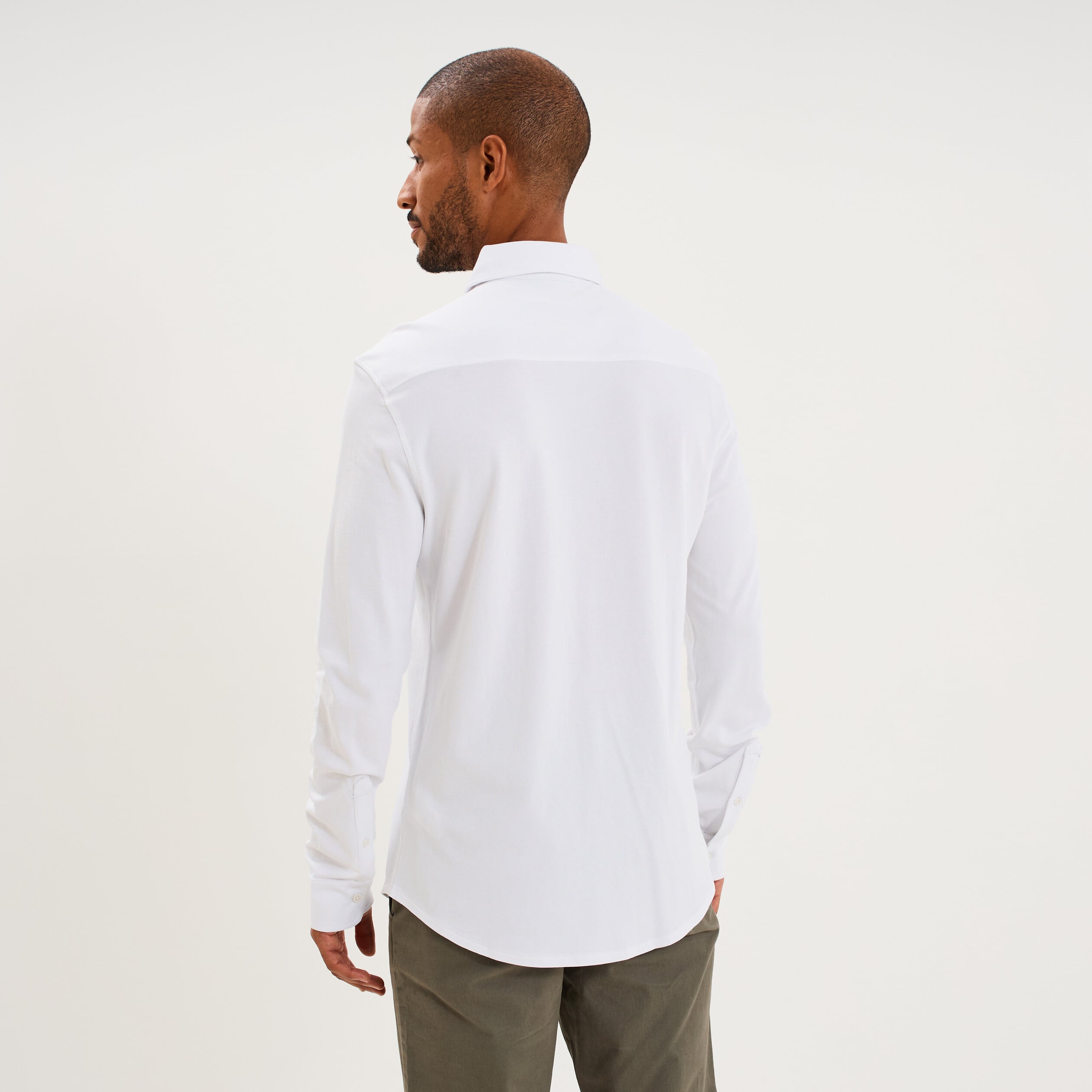 Chemise droite &agrave; manches longues blanc homme