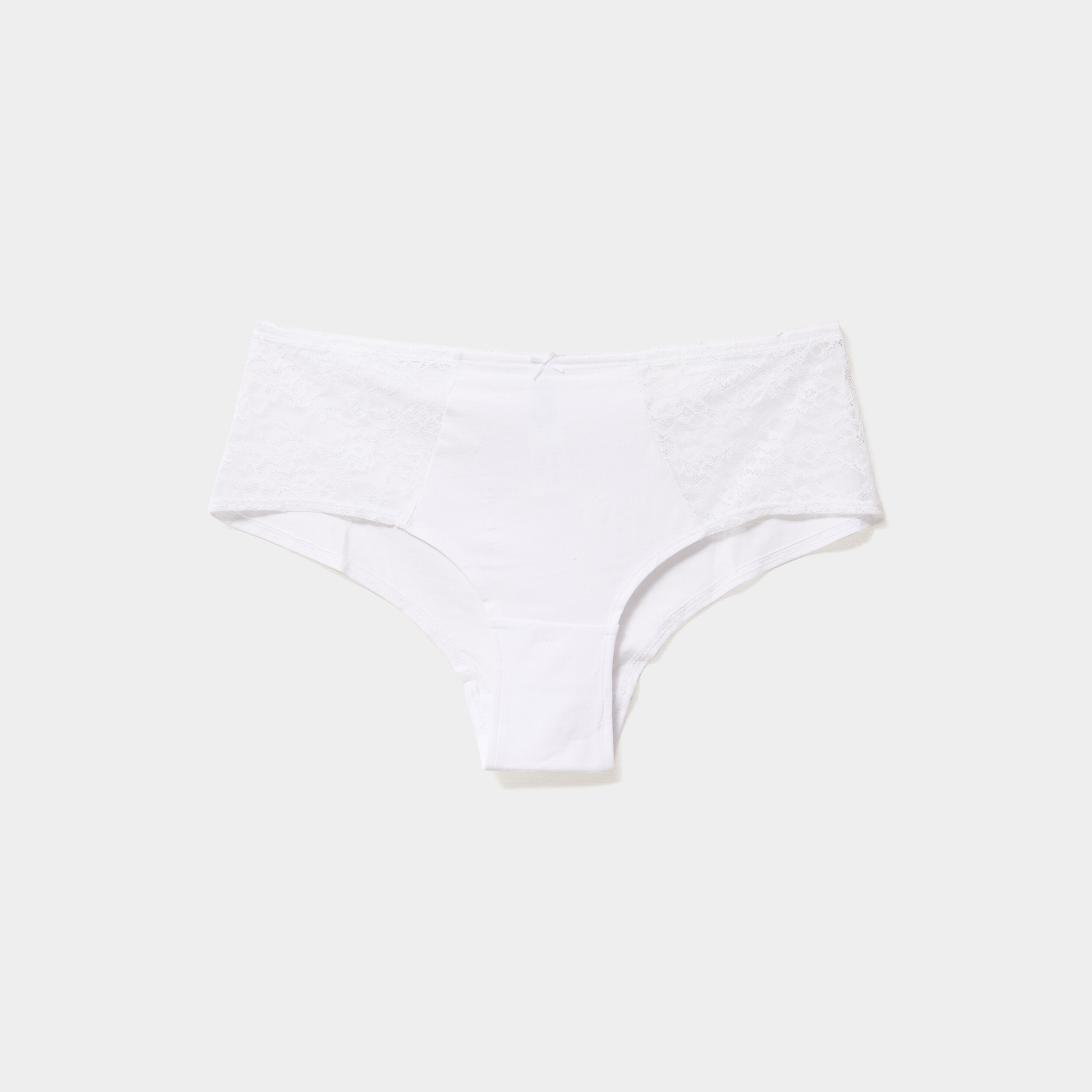 Shorty coton majoritaire avec dentelle blanc femme grande taille