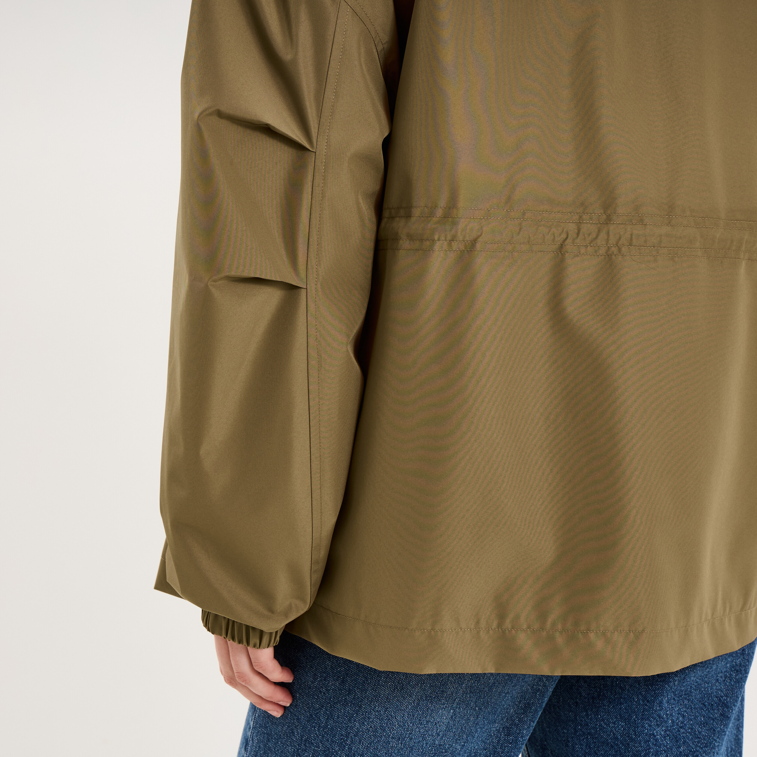 Parka &agrave; capuche taille &agrave; coulisse taupe femme