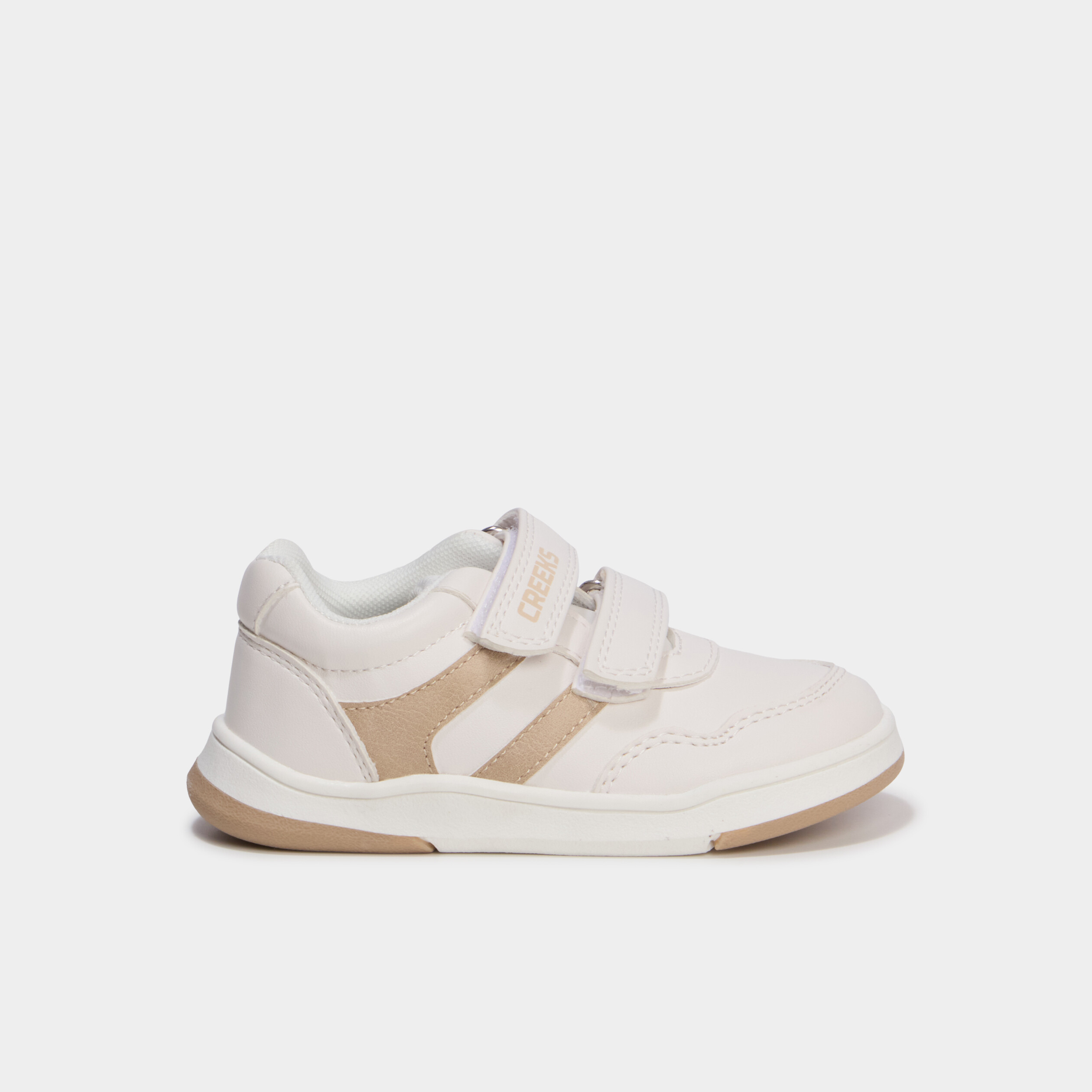 Tennis basses barefoot &agrave; scratchs creme fille