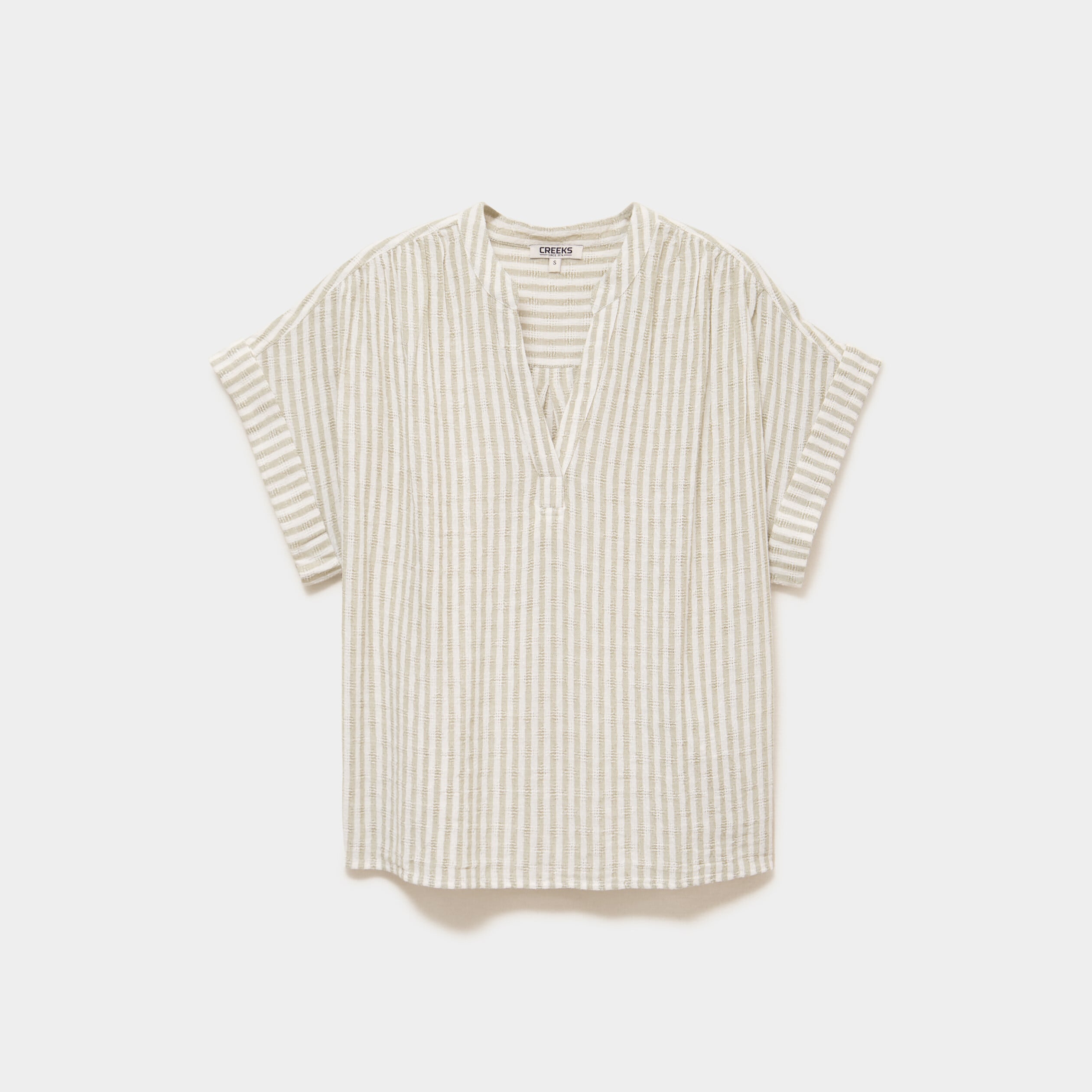 Blouse droite &agrave; manches courtes vert femme