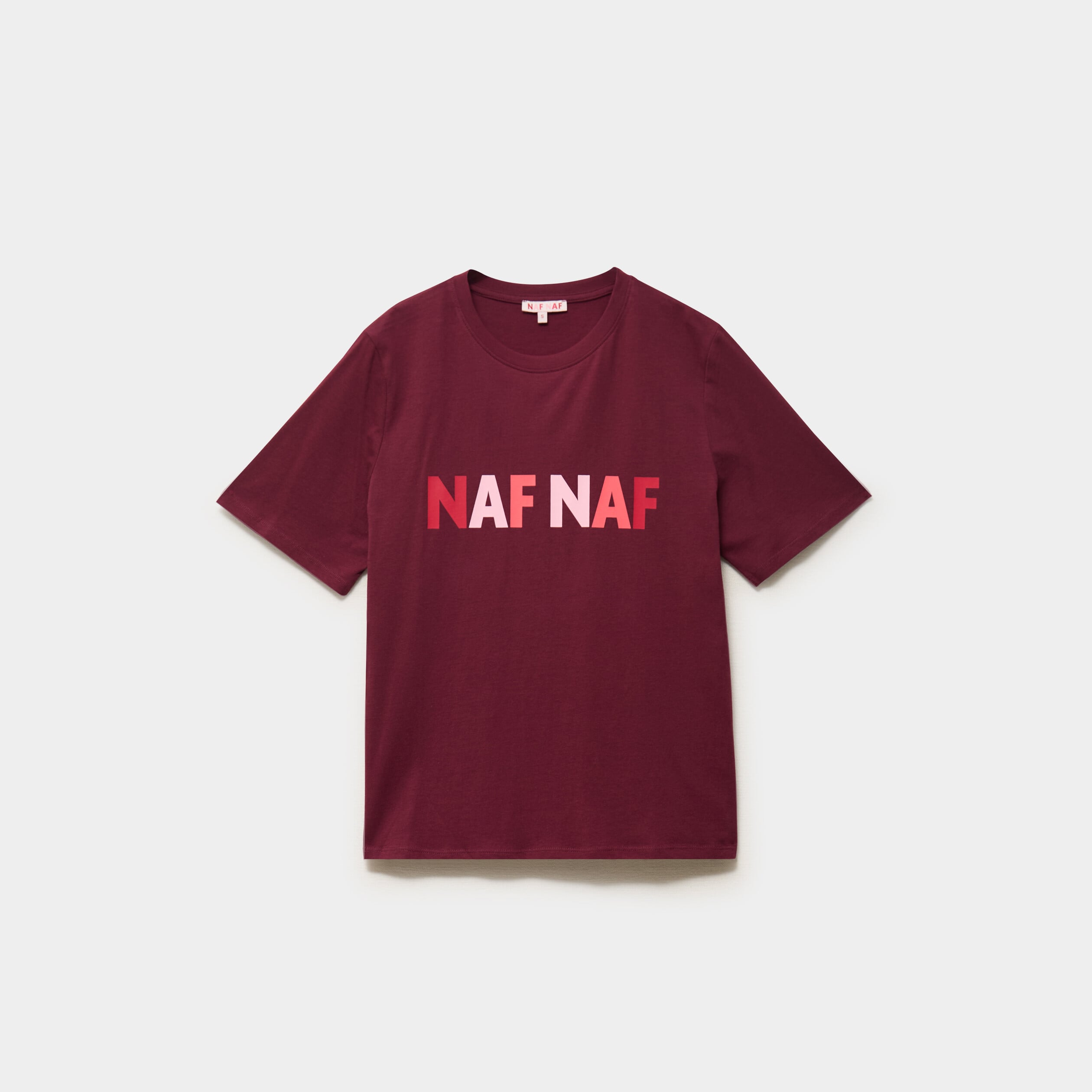 T-shirt logo NAF NAF manches courtes bordeaux femme
