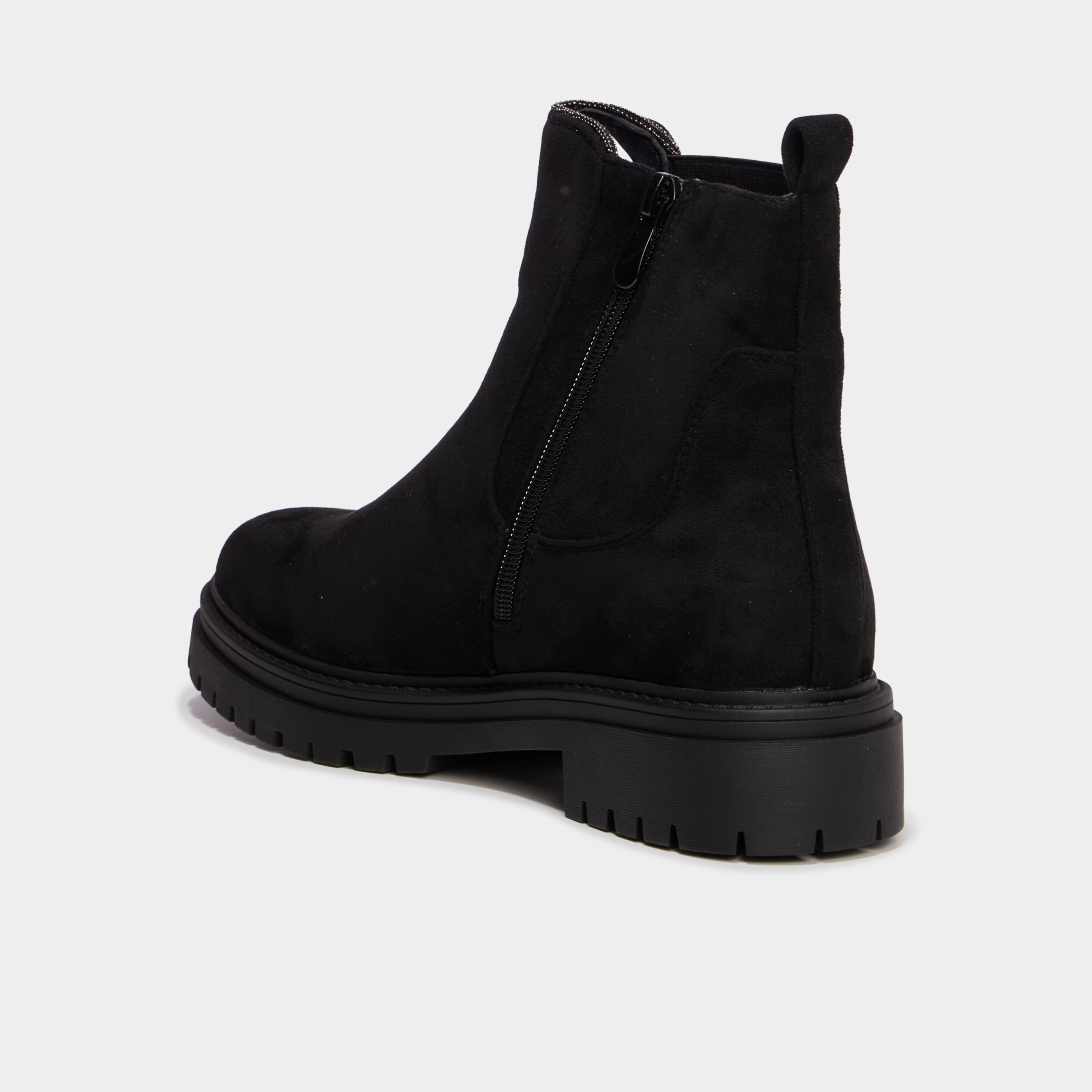 Boots effet su&eacute;dine noir femme