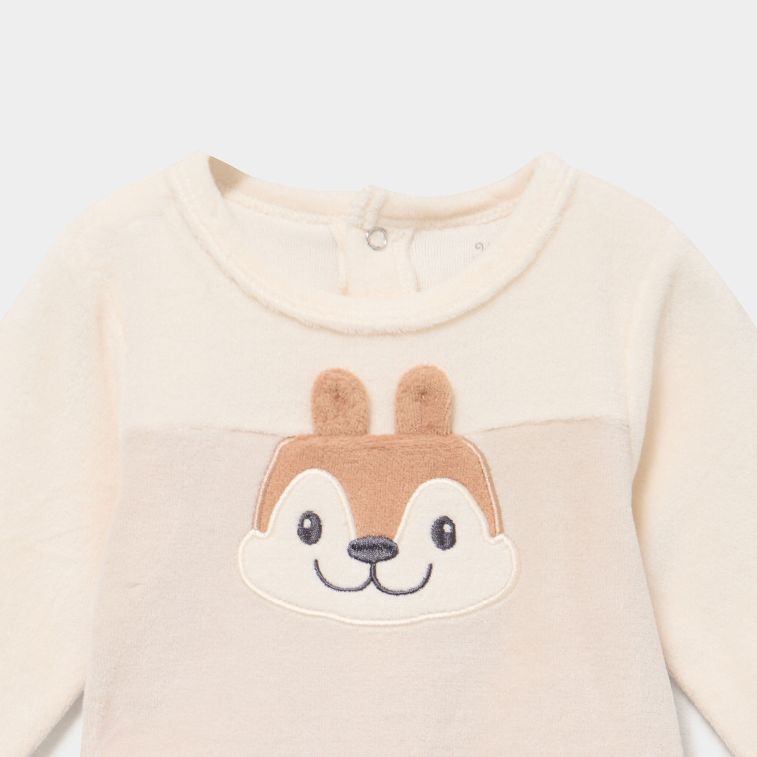 Dors-bien velours manches longues beige b&eacute;b&eacute;