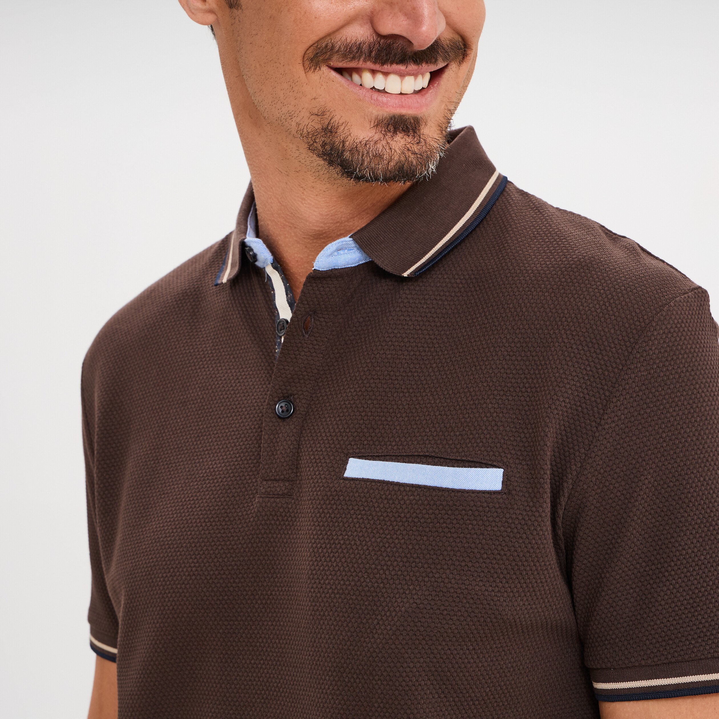 polo manches courtes 1 poche coton marron fonce homme Polo manches courtes 1 poche coton marron foncé homme