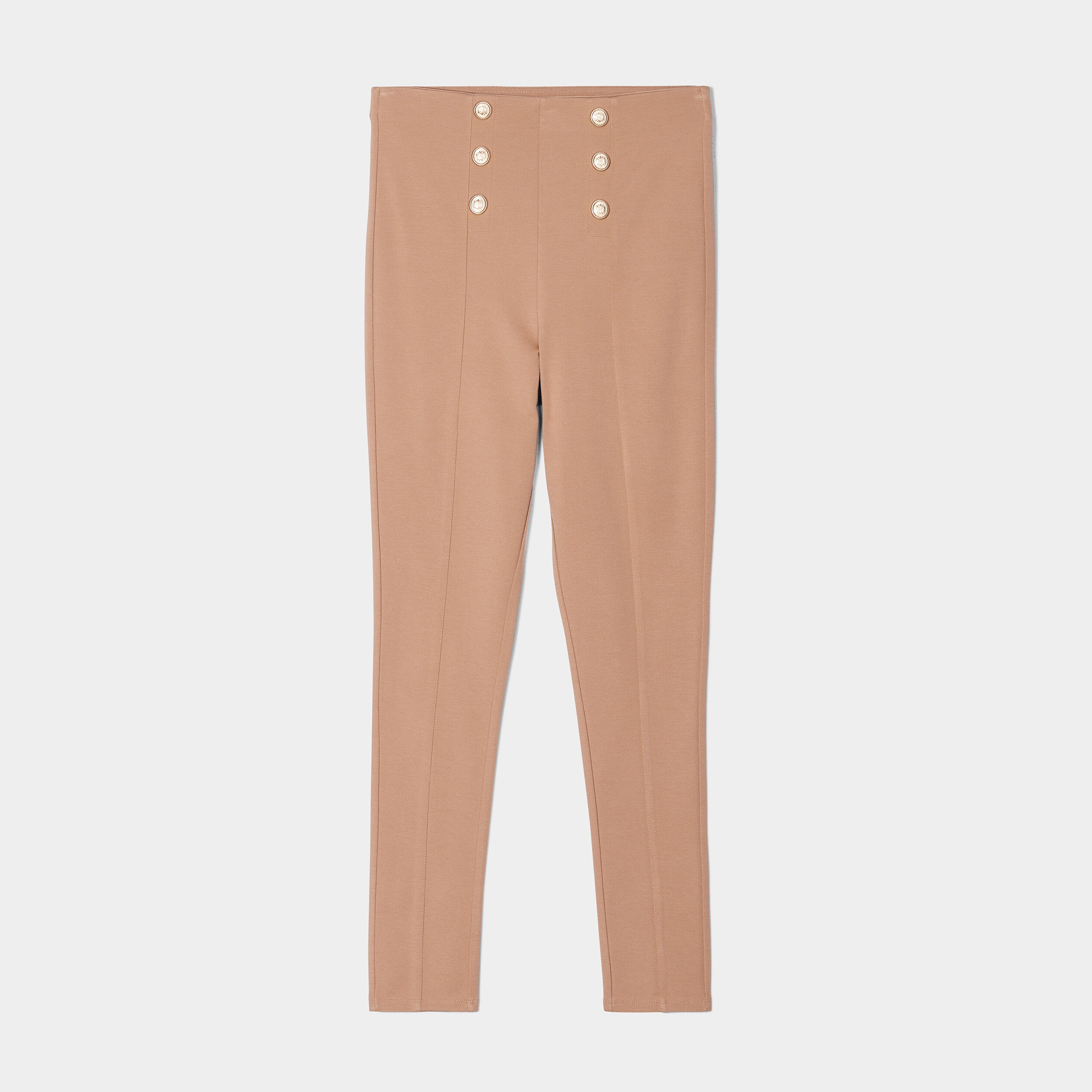 Pantalon tregging slim ponts marron clair femme