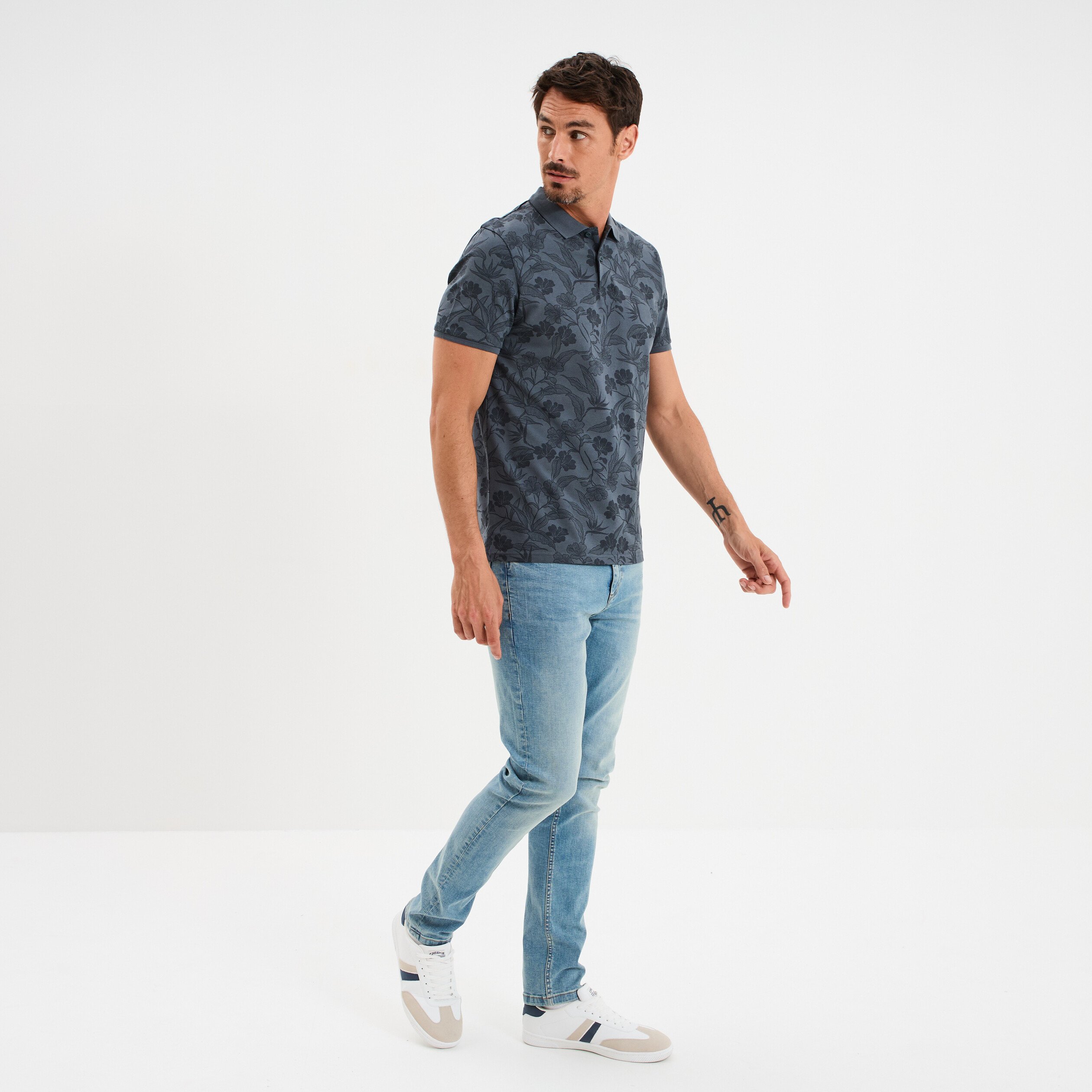polo droit manches courtes coton bleu fonce homme Polo droit manches courtes coton bleu foncé homme