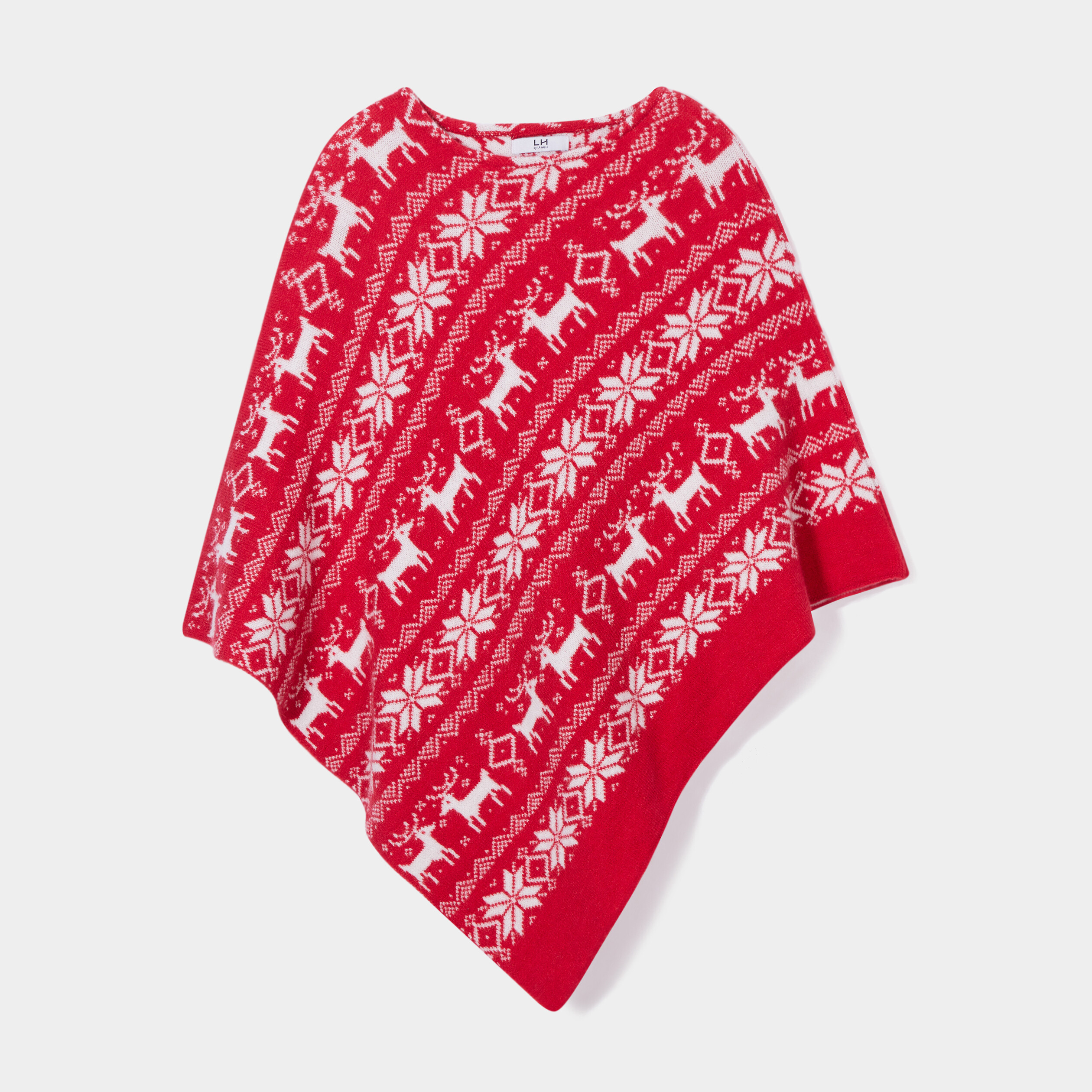 Poncho asymétrique rouge foncé femme