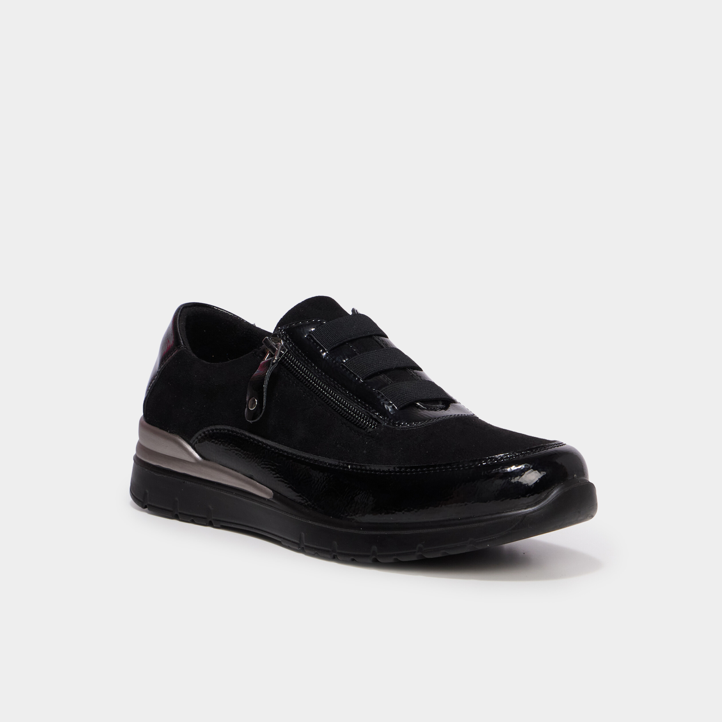 Baskets zipp&eacute;es confort noir femme