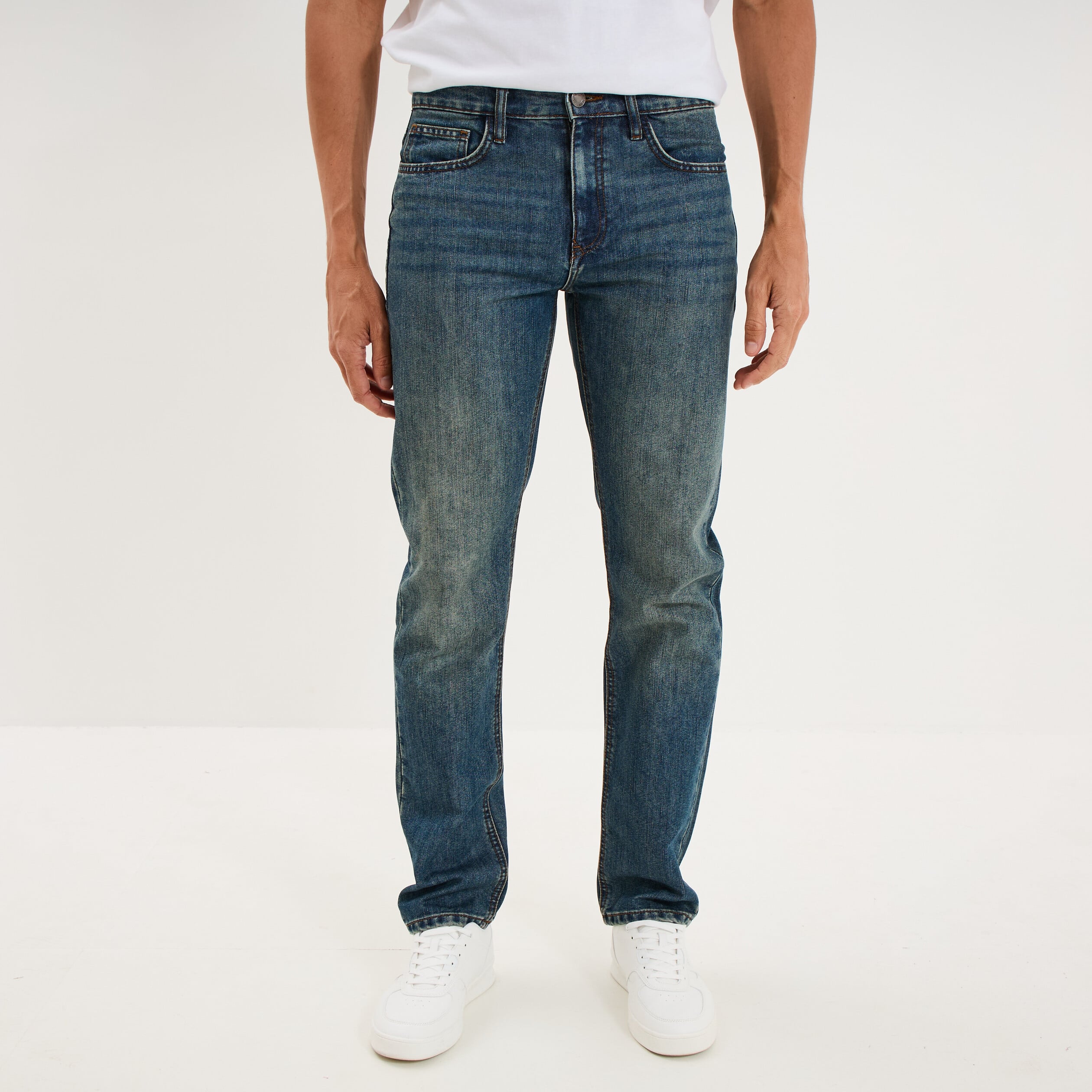 Jeans straight denim 5 poches denim dirty homme