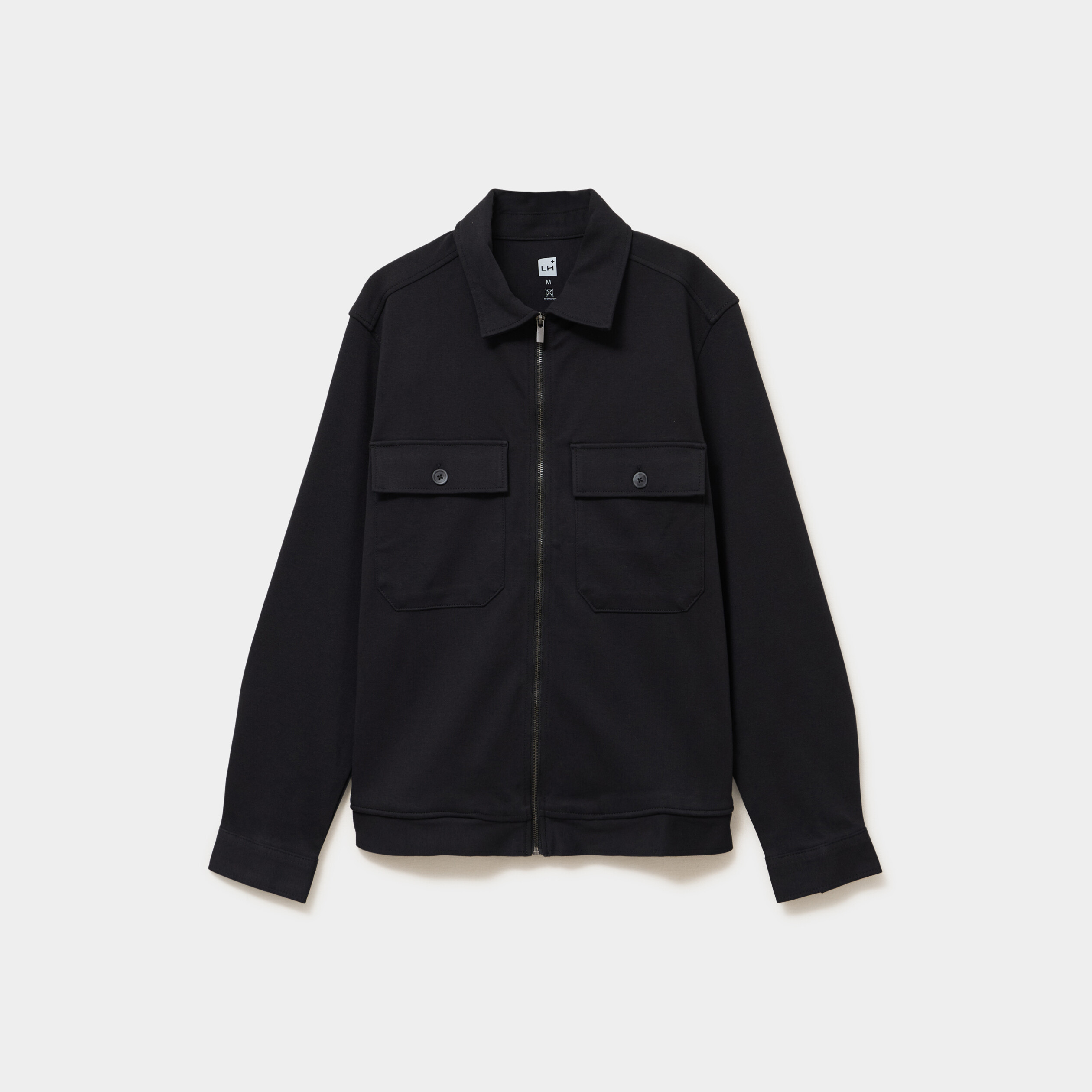 Surchemise zipp&eacute;e manches longues noir homme