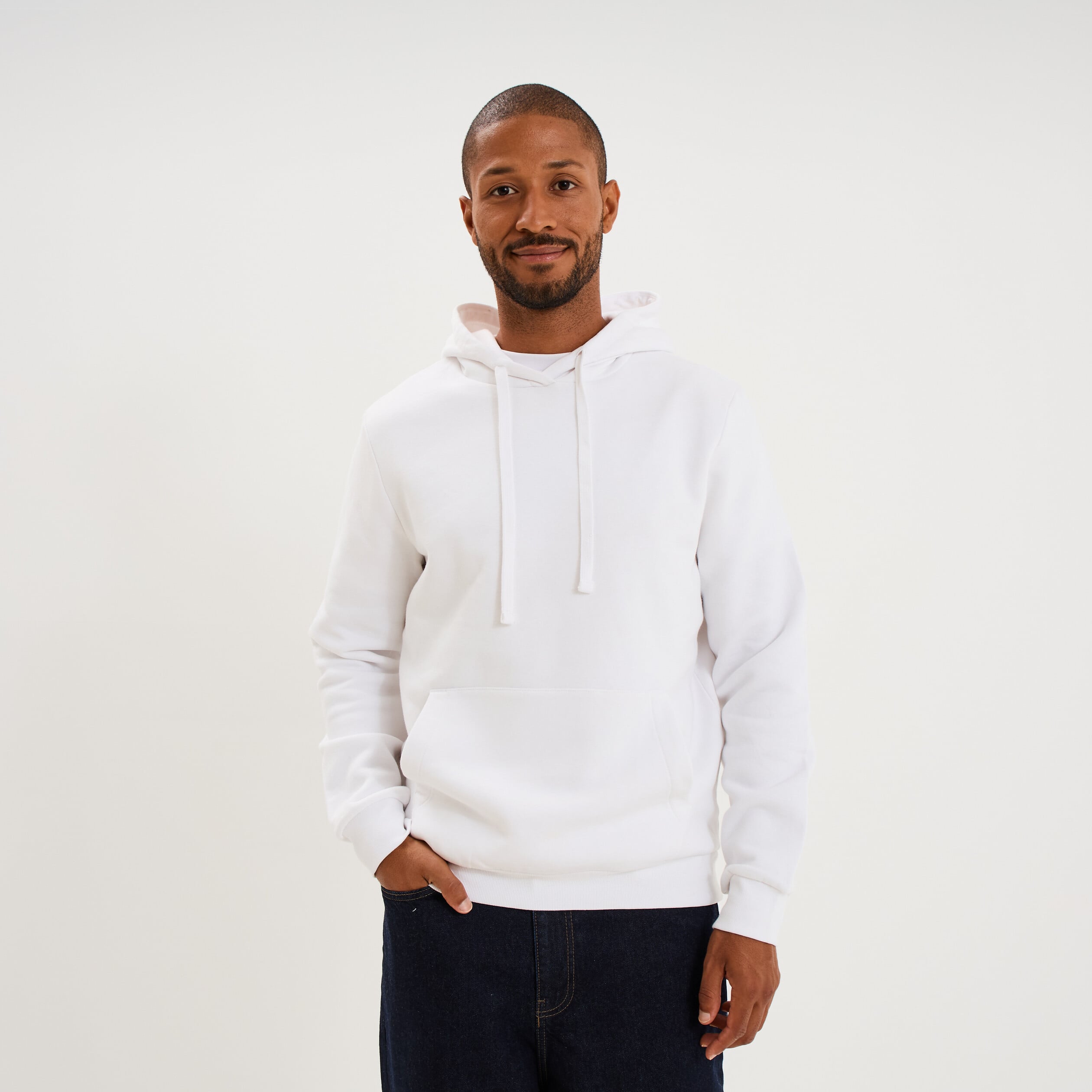 Sweat molleton &agrave; capuche hoodie blanc homme