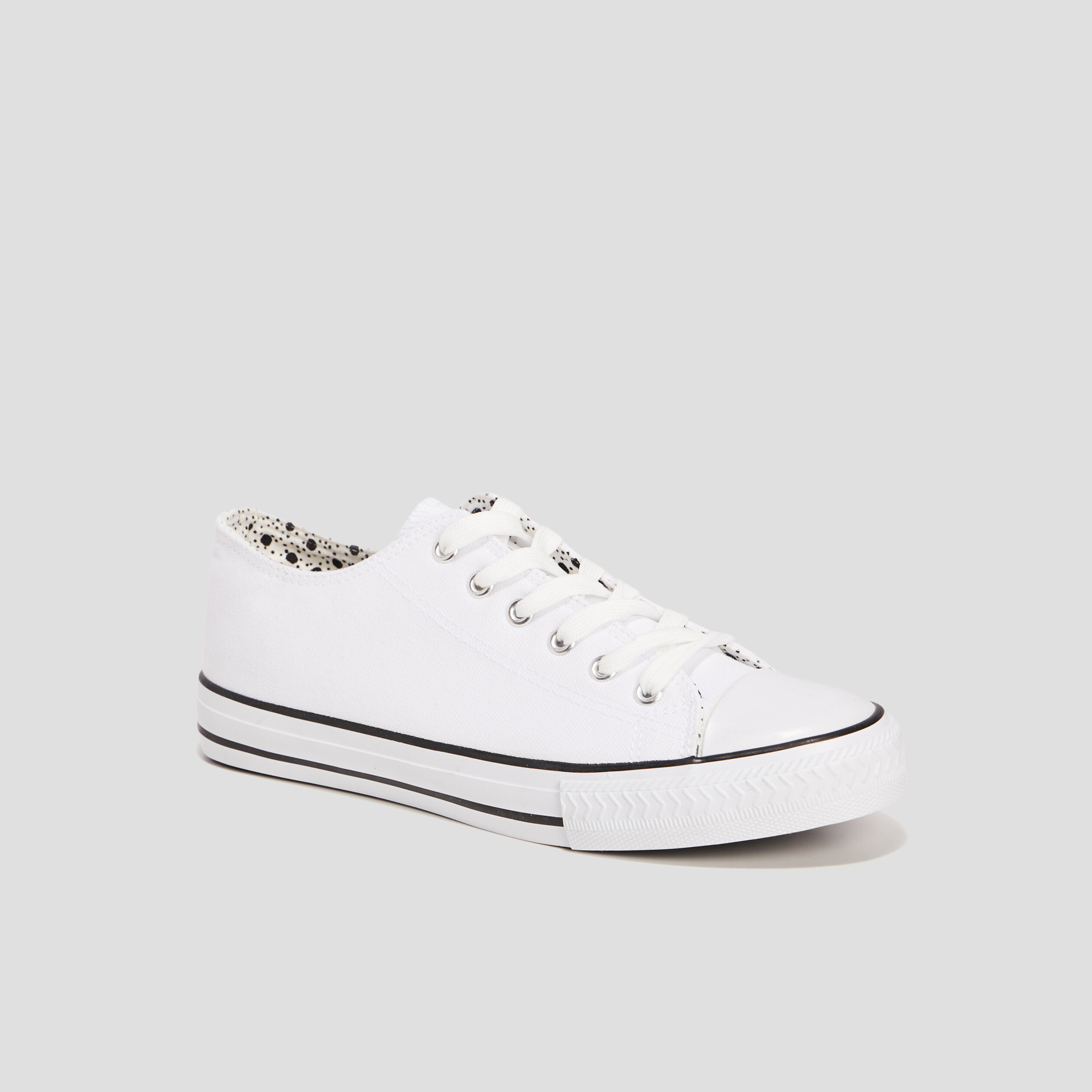 Tennis en toile a lacets blanc femme La Halle
