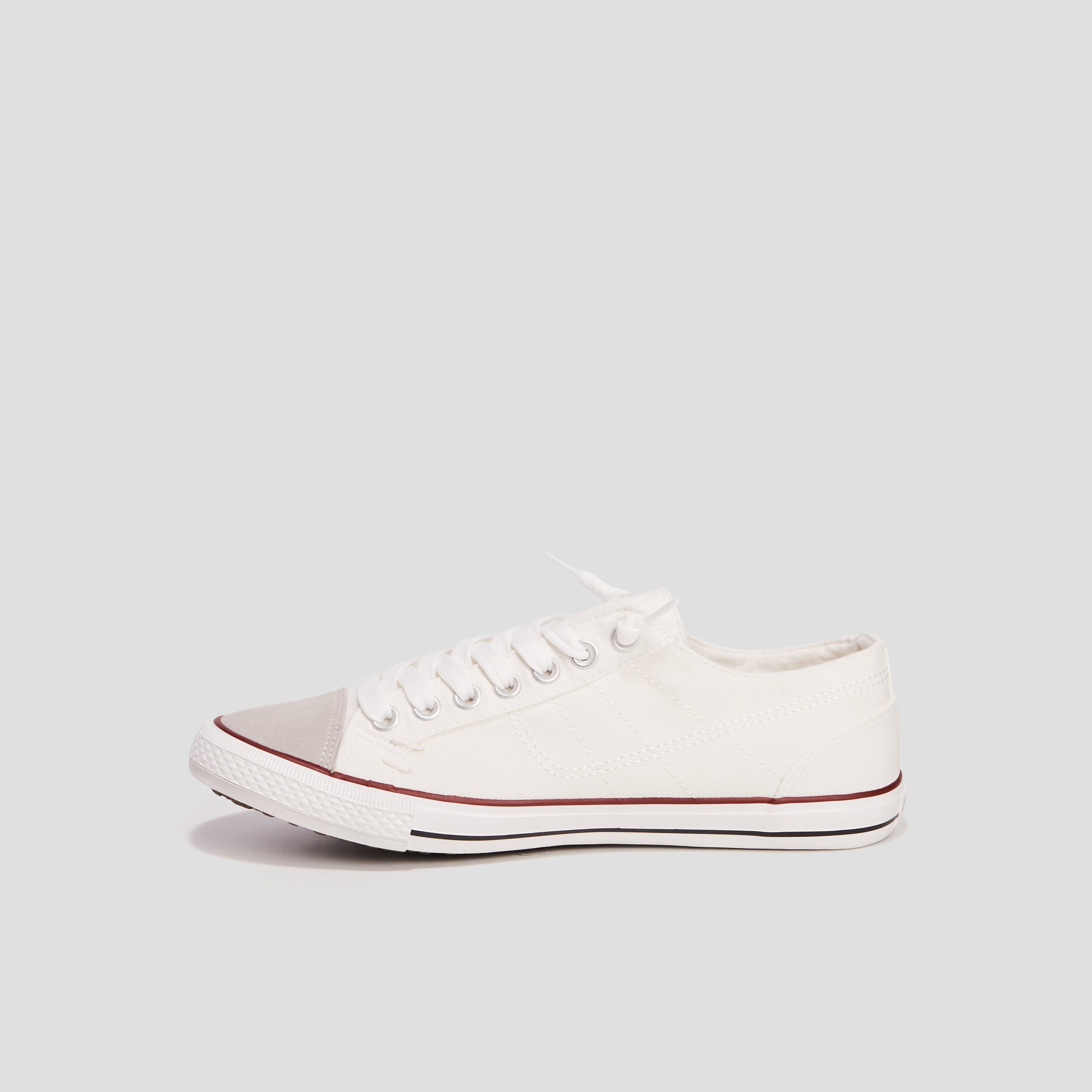 Tennis basses en toile &agrave; lacets blanc homme
