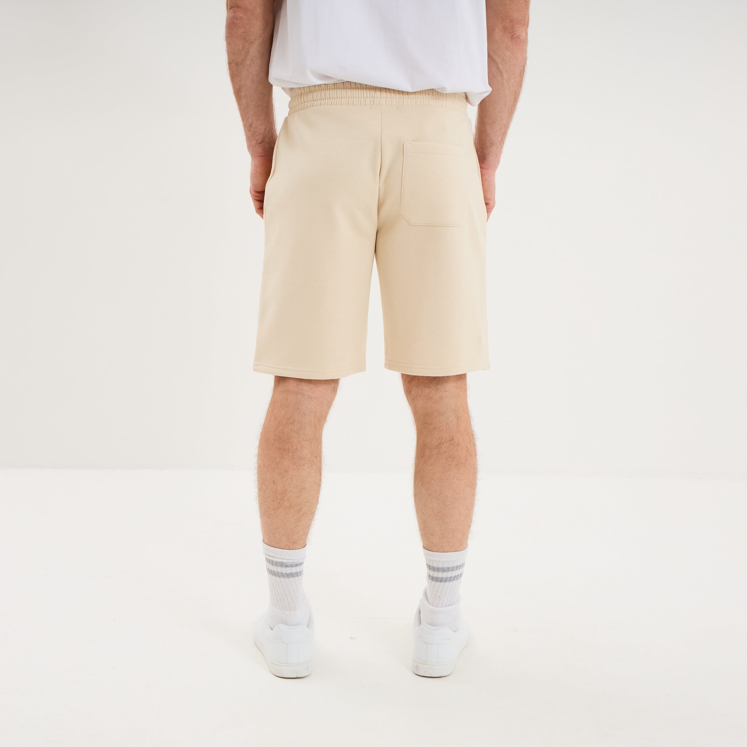 Short jogging molleton droit ecru homme