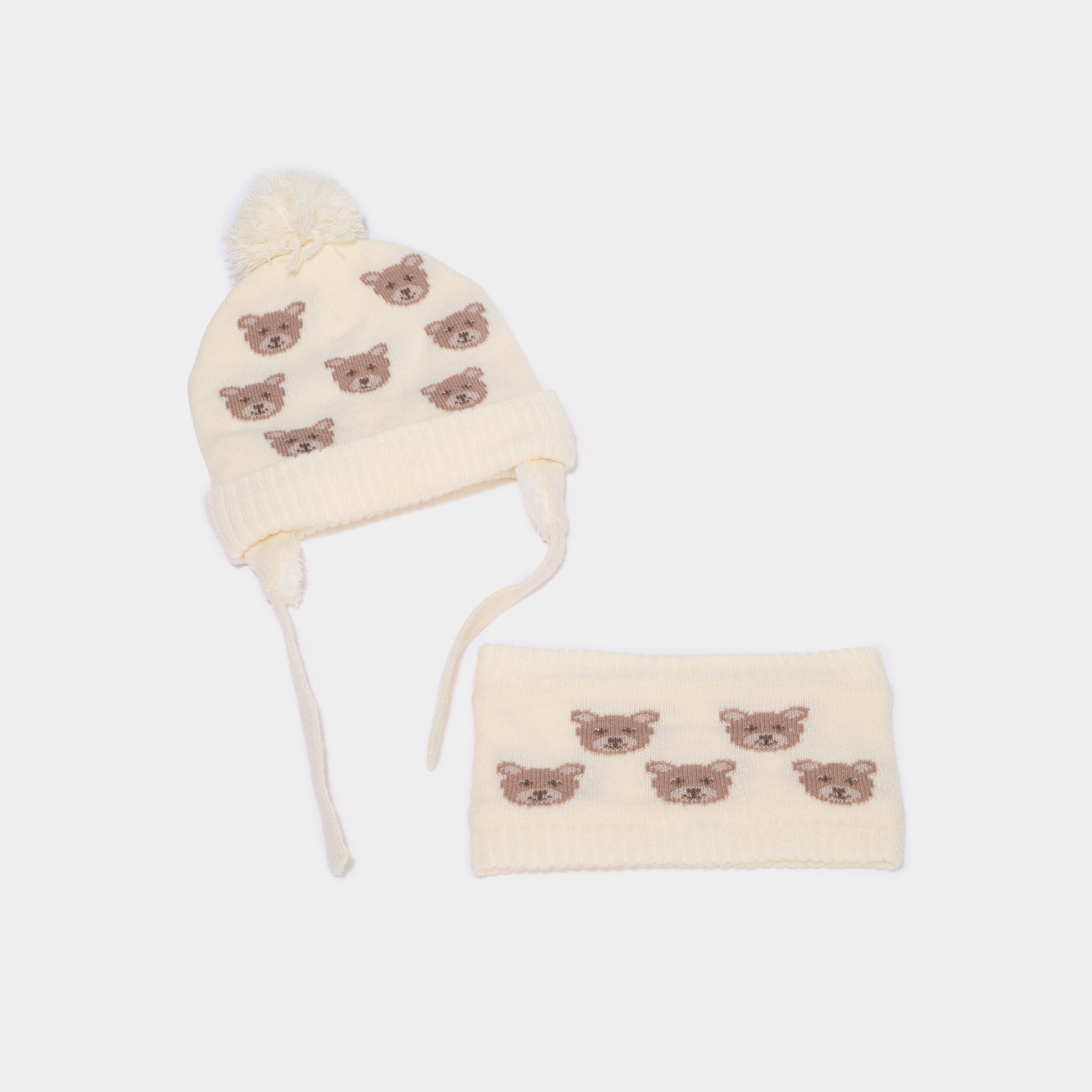 Ensemble tour de cou et bonnet sable b&eacute;b&eacute; gar&ccedil;on
