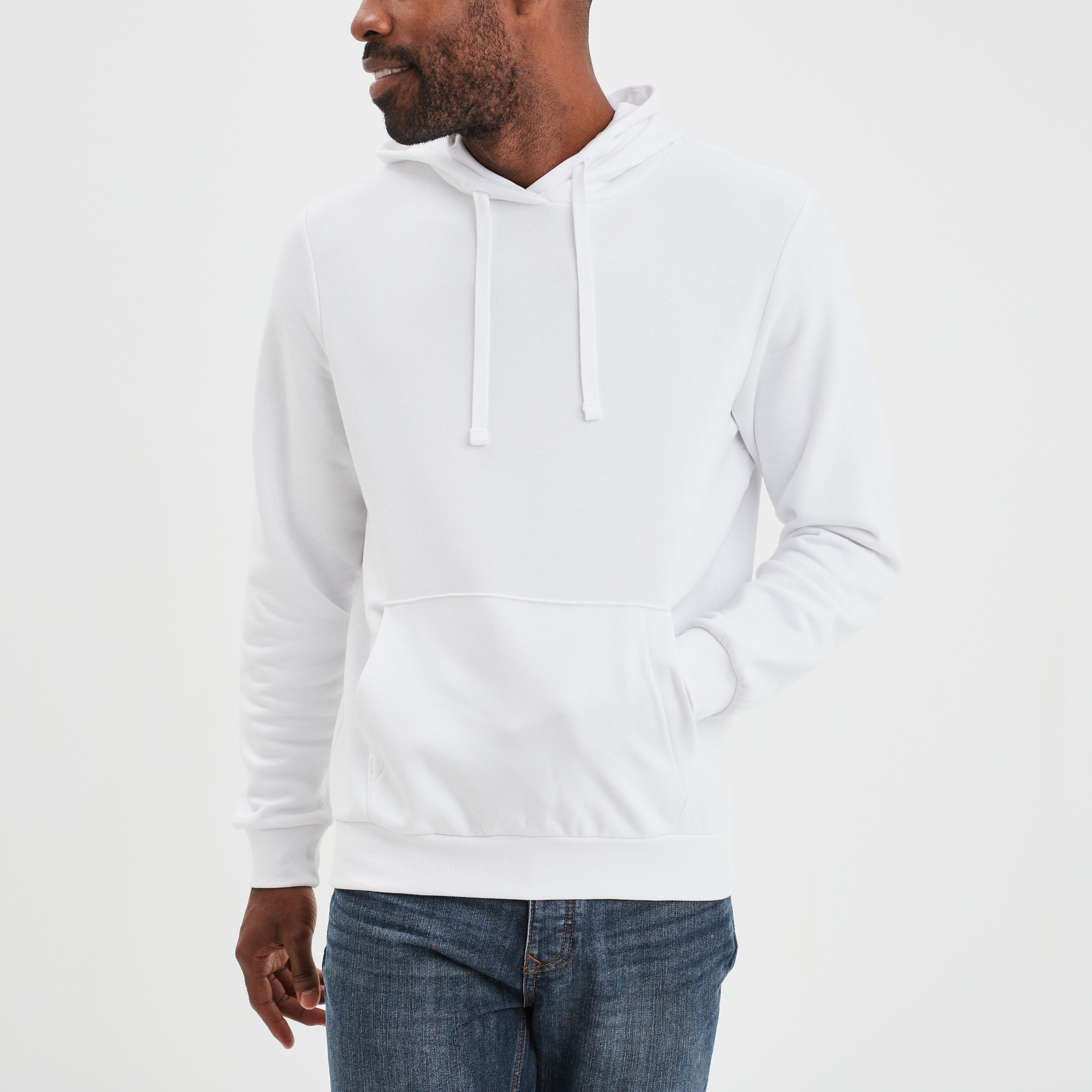 Sweat molleton à capuche hoodie blanc homme