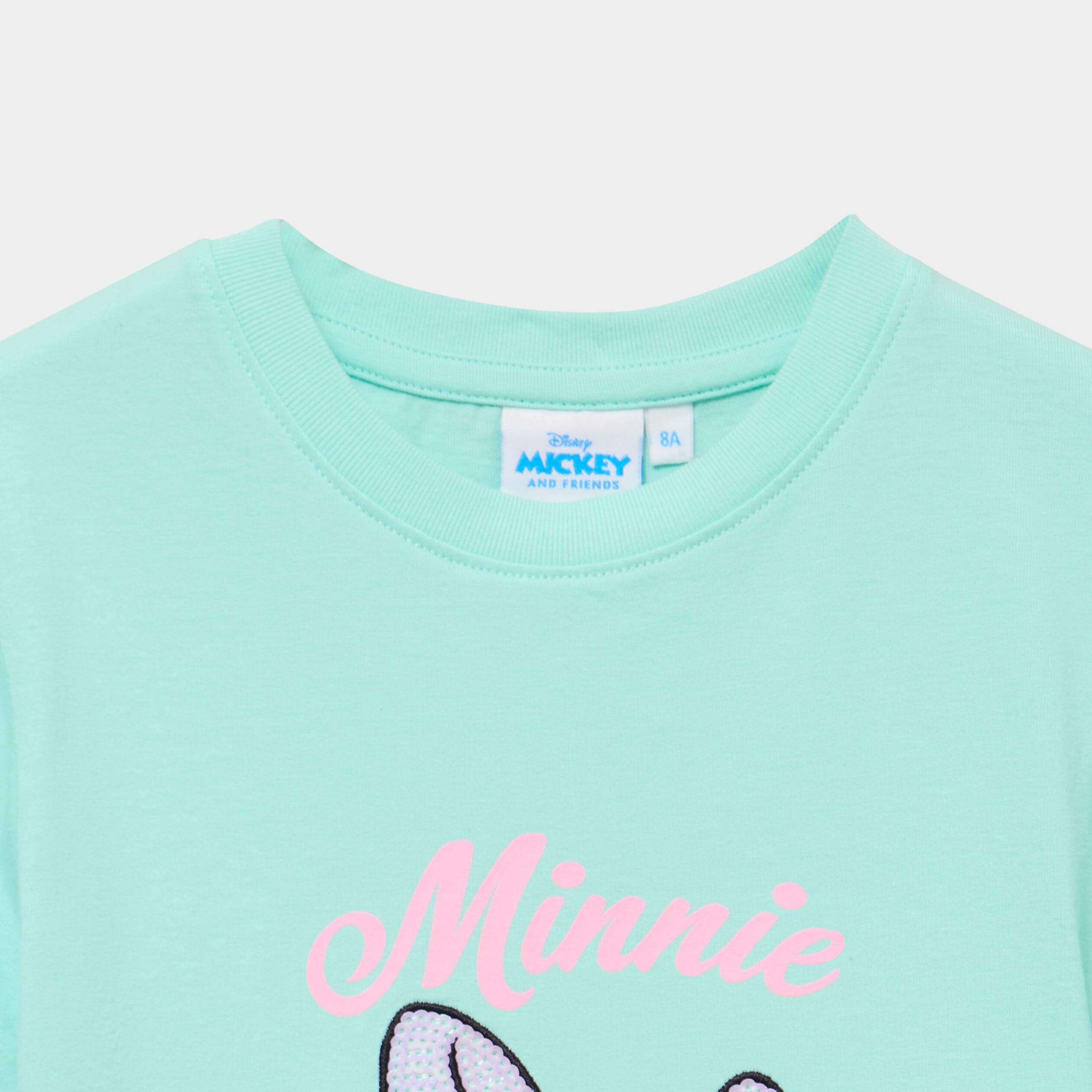 T-shirt coton manches courtes Minnie vert clair fille
