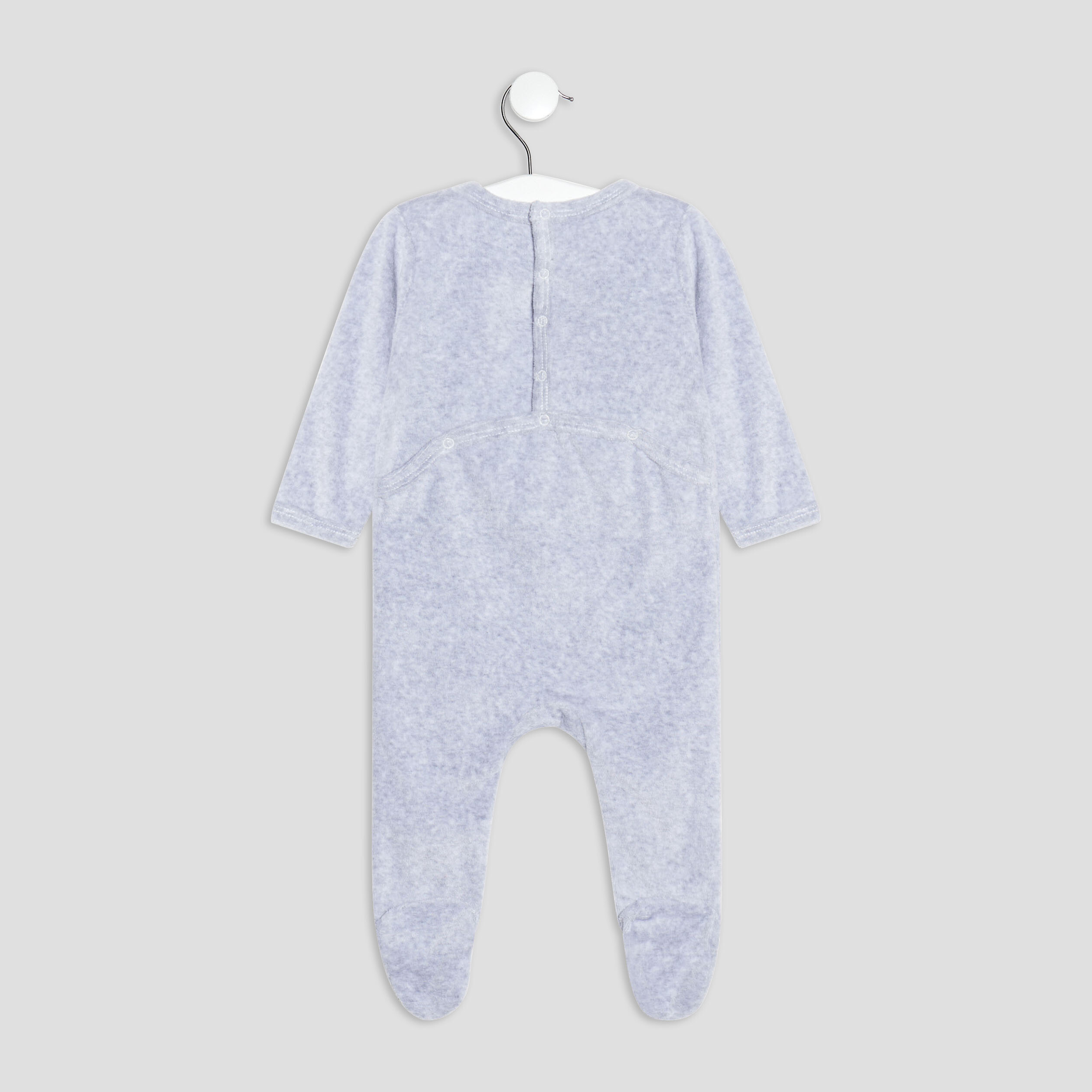 dors bien velours manches longues gris clair bebe Dors-bien velours manches longues gris clair bébé