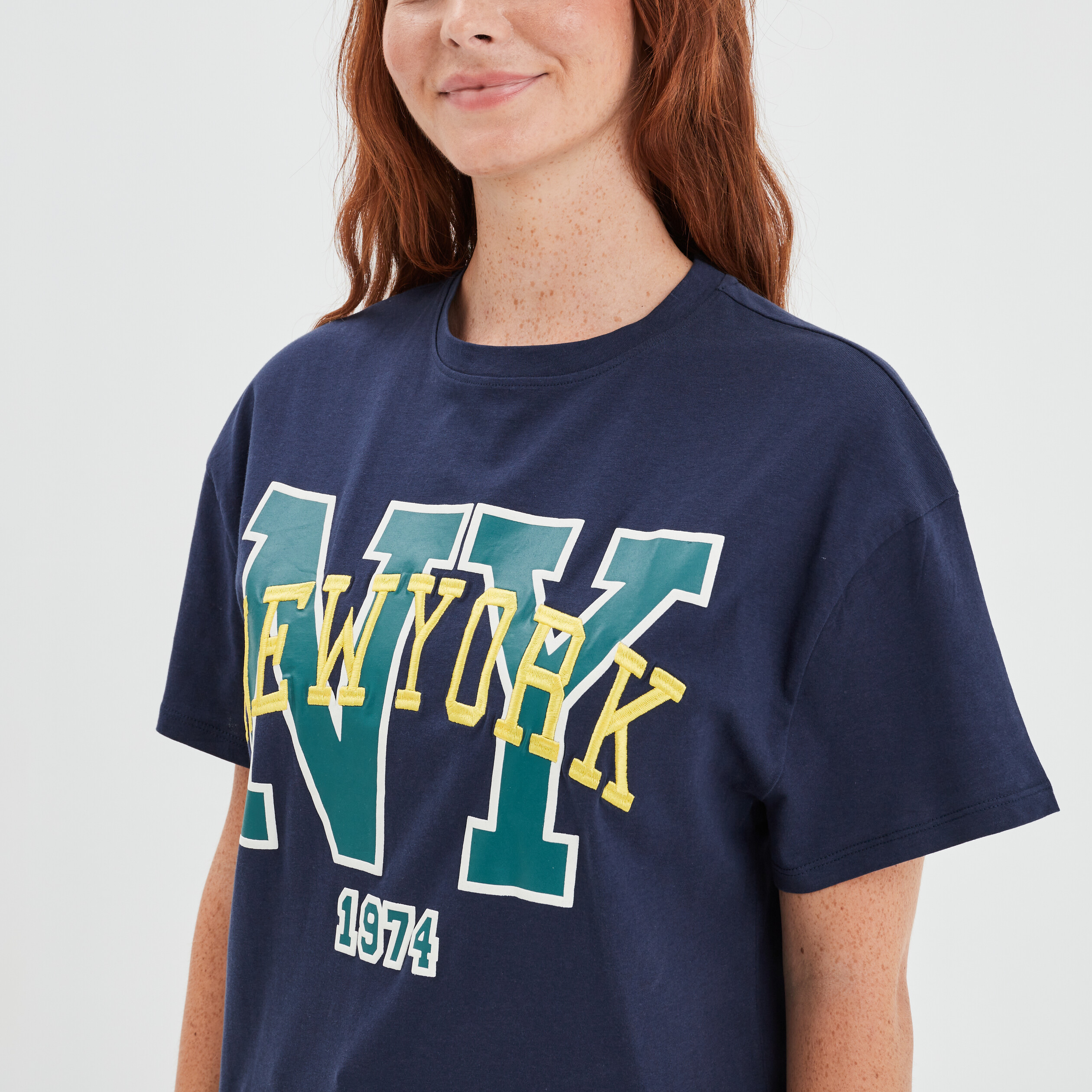 t shirt manches courtes coton bleu marine femme T-shirt manches courtes coton bleu marine femme
