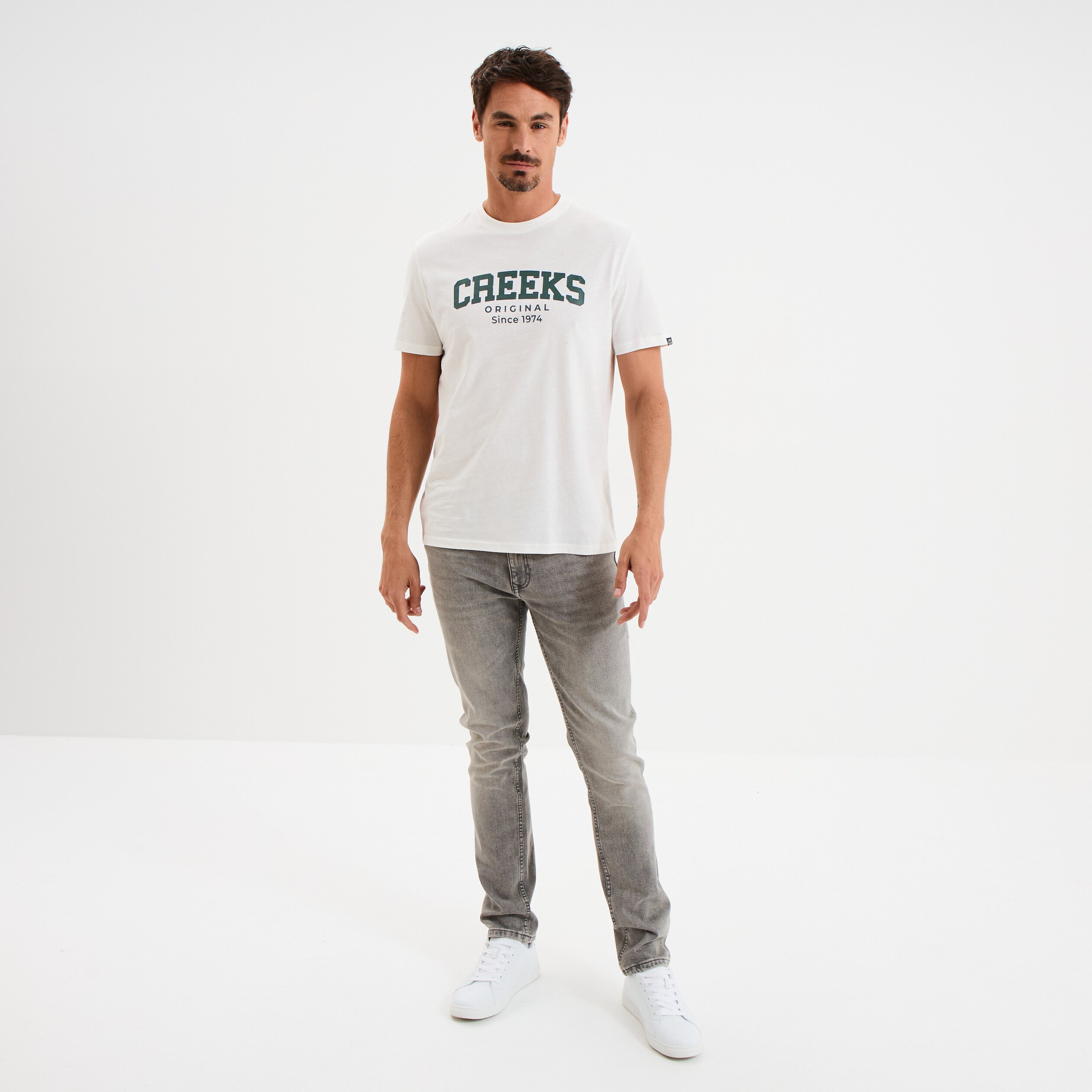 t shirt droit manches courtes coton blanc homme T-shirt droit manches courtes coton blanc homme