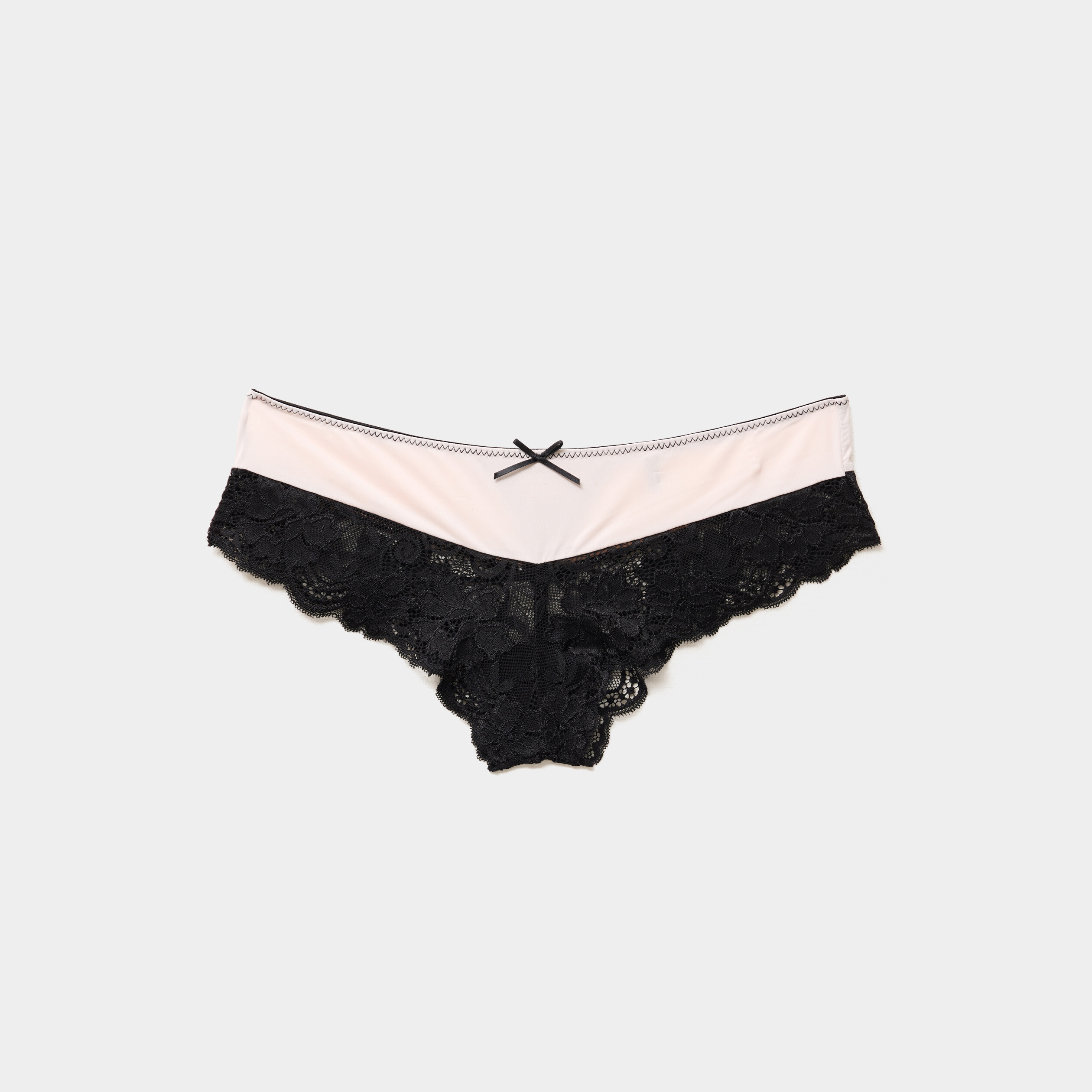 Shorty microfibre avec dentelle rose clair femme