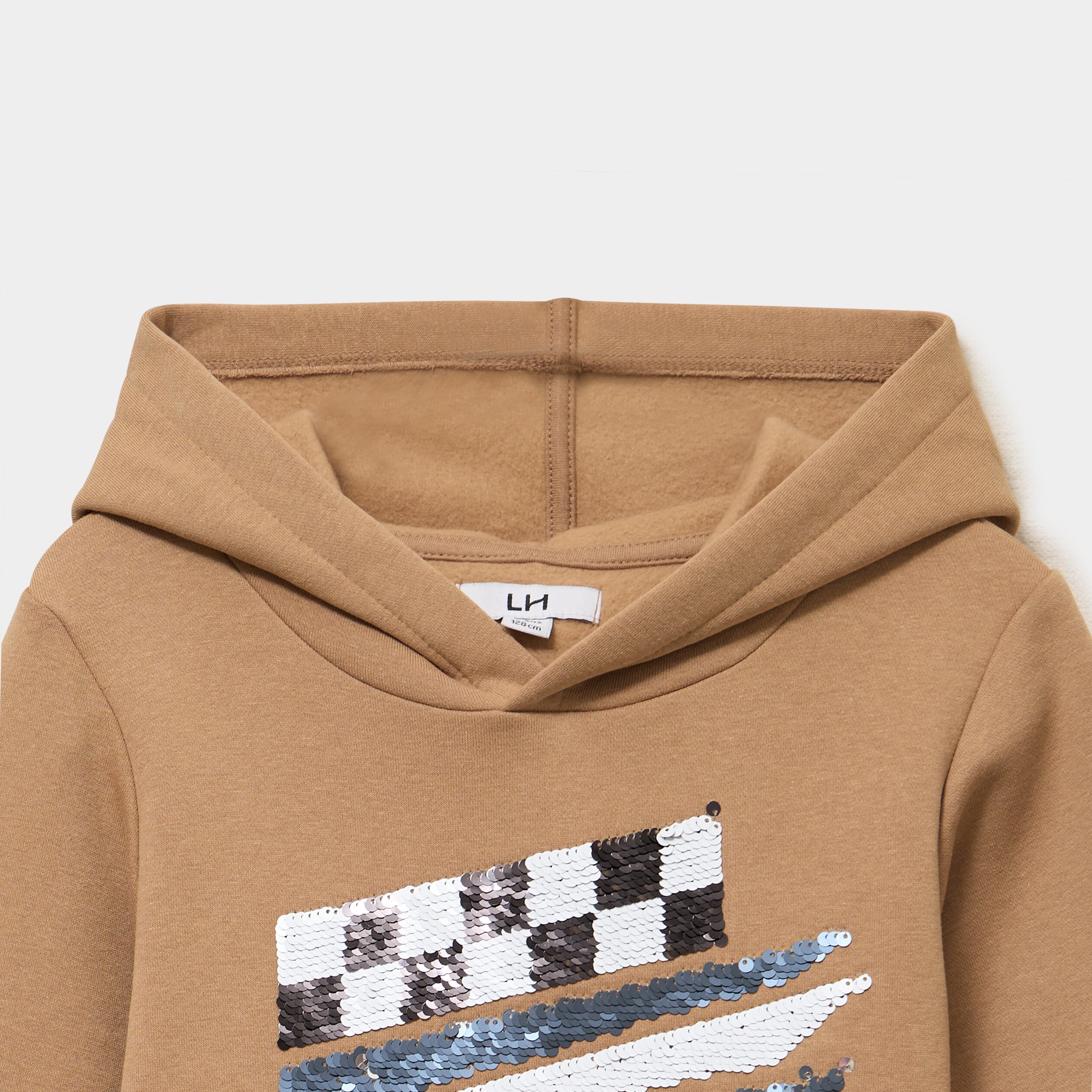 Sweat hoodie &agrave; capuche taupe gar&ccedil;on