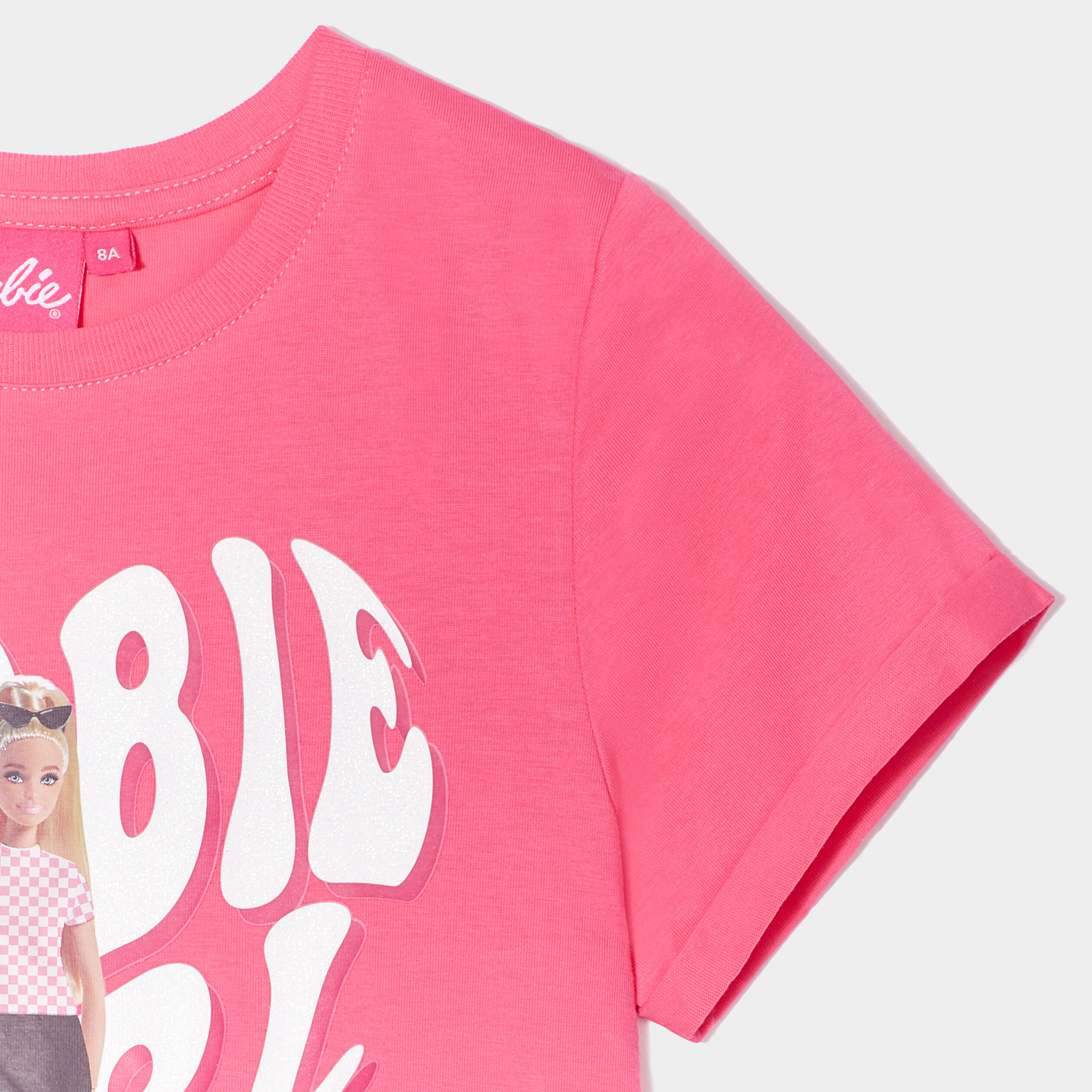T-shirt manches courtes coton Barbie rose fushia fille