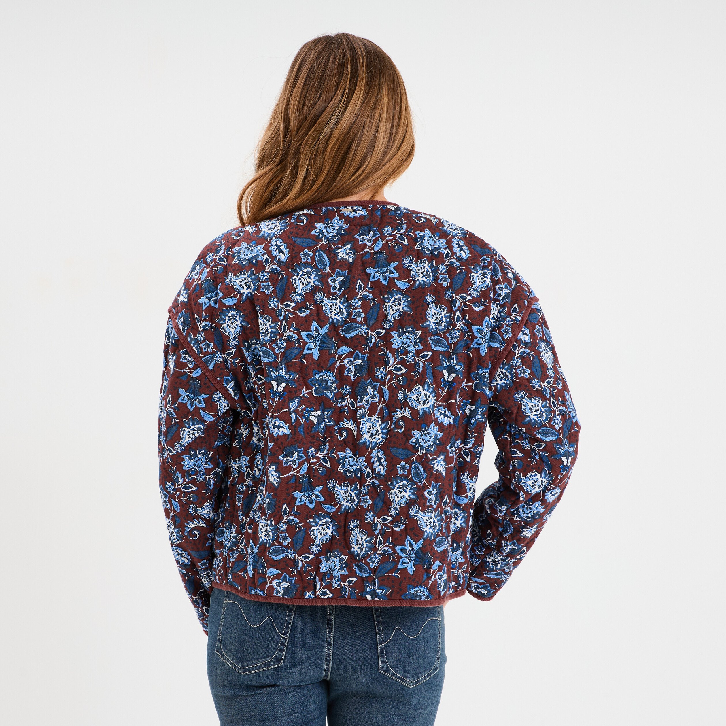 veste matelassee col rond coton marron femme Veste matelassée col rond coton marron femme