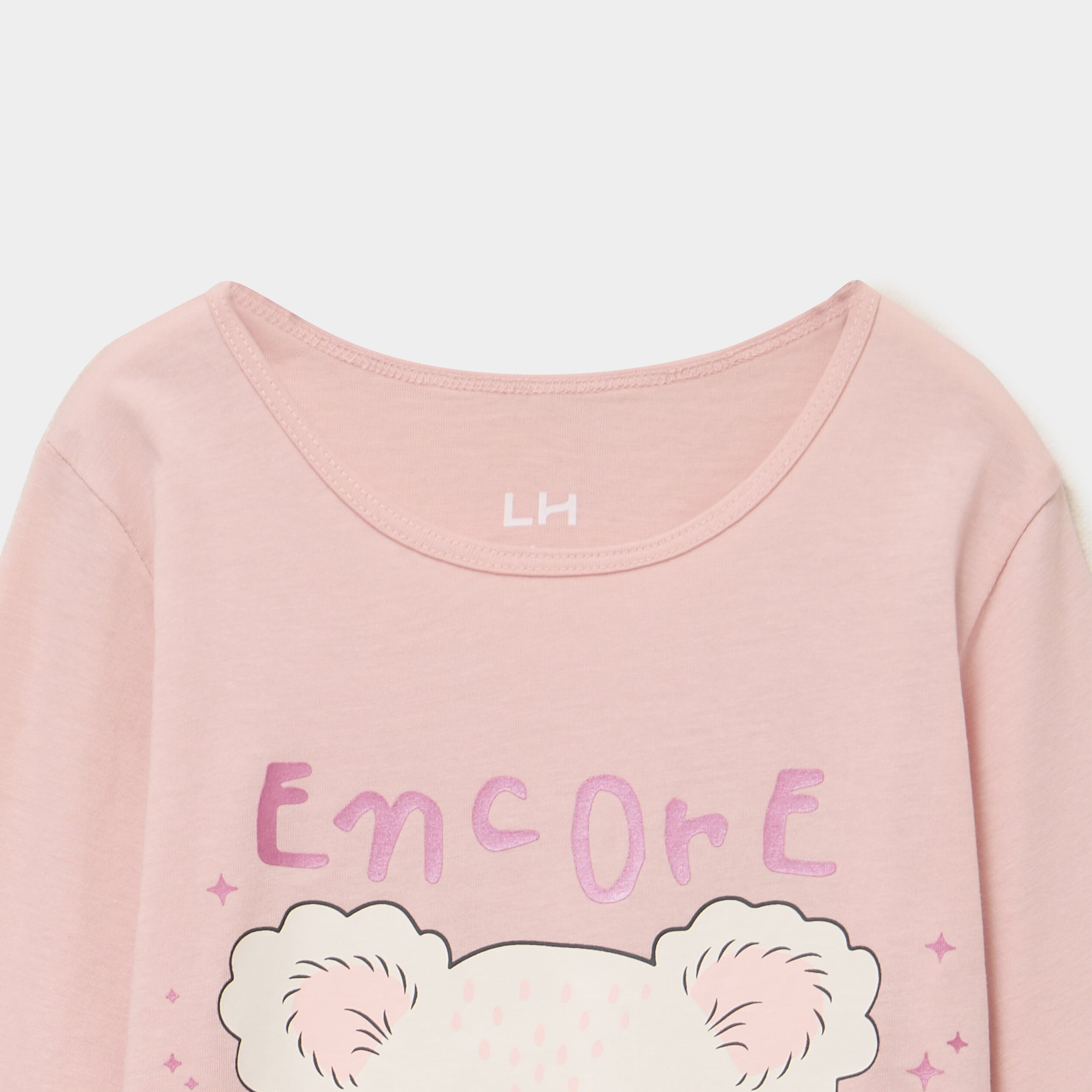 Ensemble pyjama pantalon et t-shirt rose clair fille