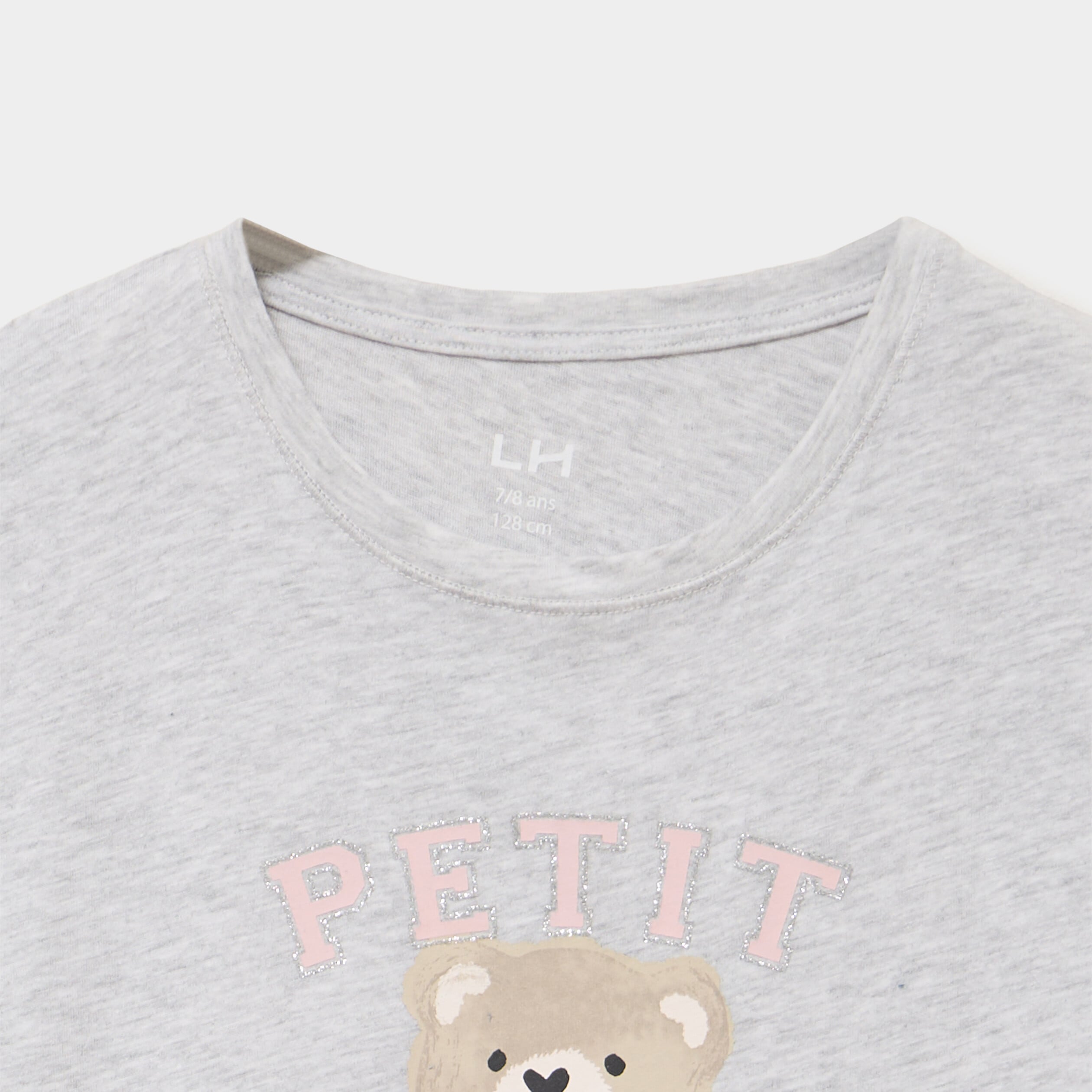 Chemise de nuit courte manches courtes gris clair fille