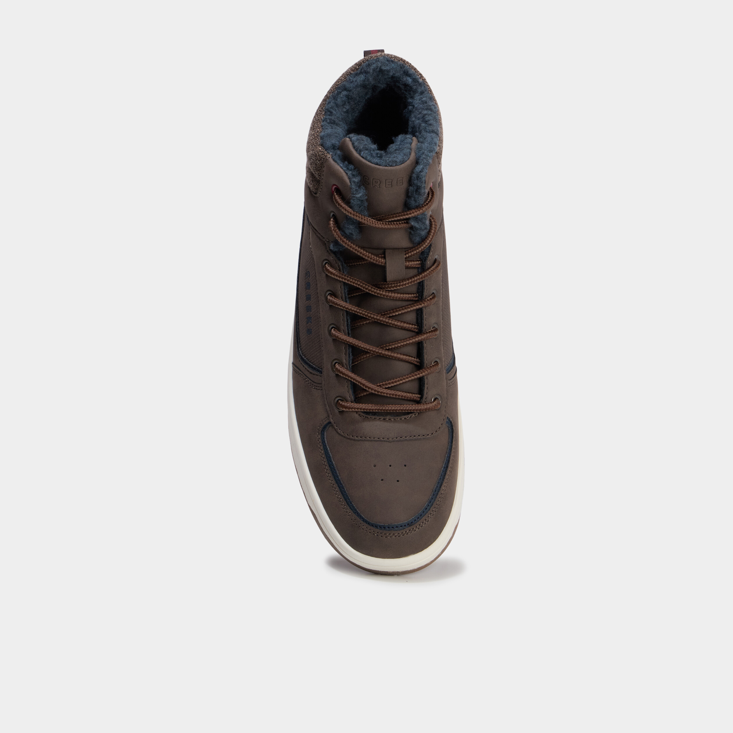 Baskets montantes fourr&eacute;es marron fonc&eacute; homme